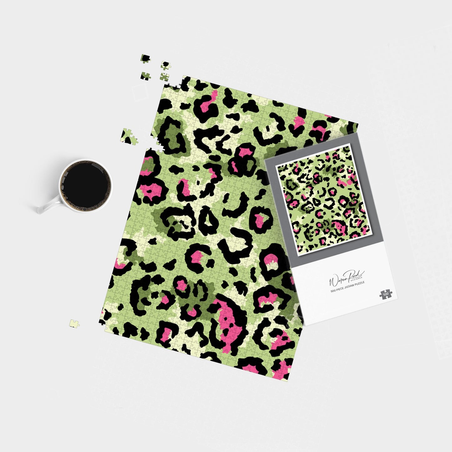 Green And Pink Leopard Print Jigsaw Puzzle