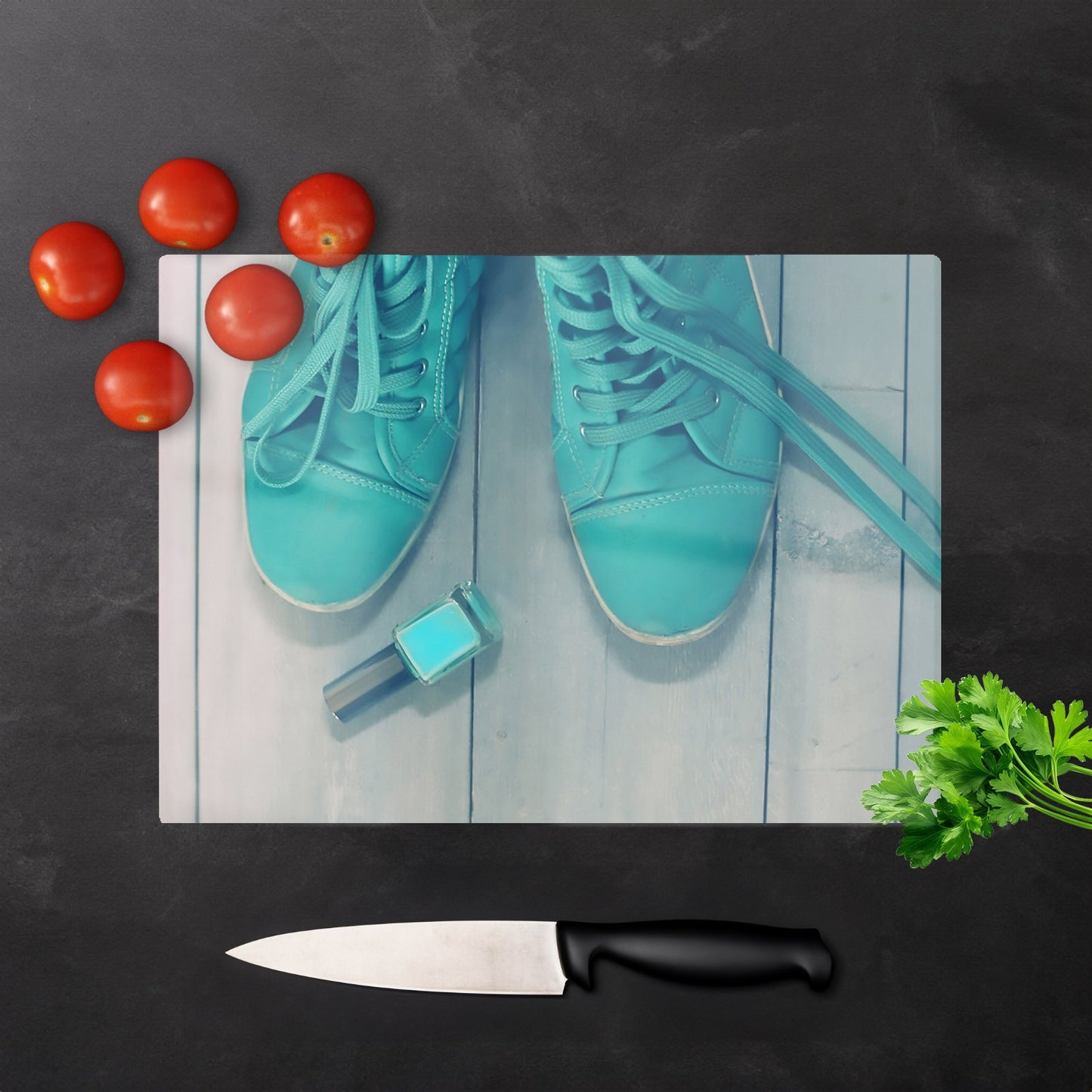 Lipstick Shoes Glass Chopping Board