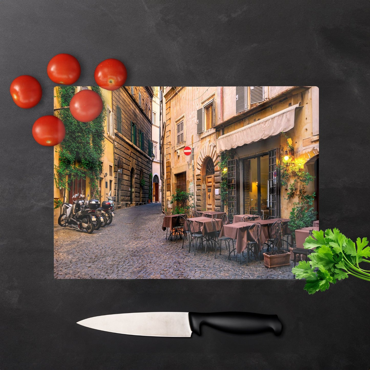 Cozy Rome Street Glass Chopping Board
