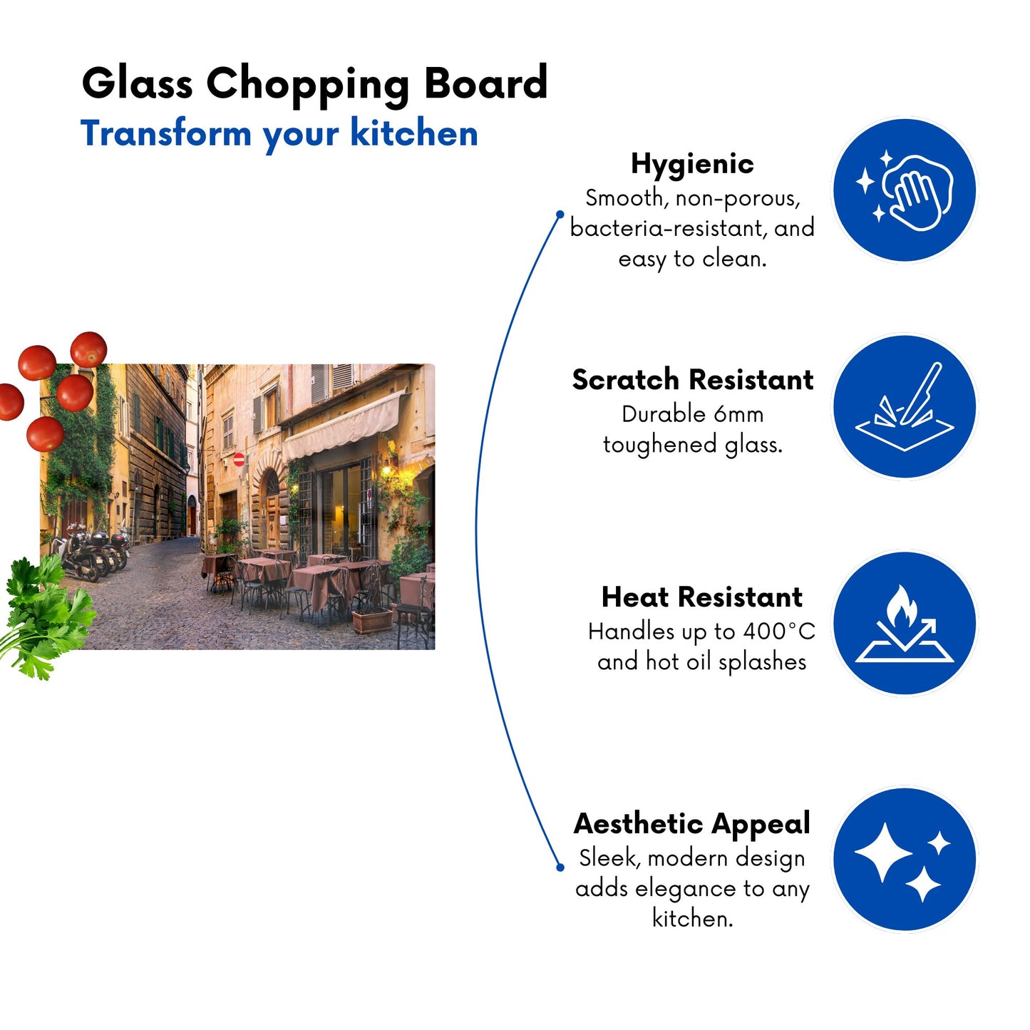 Cozy Rome Street Glass Chopping Board