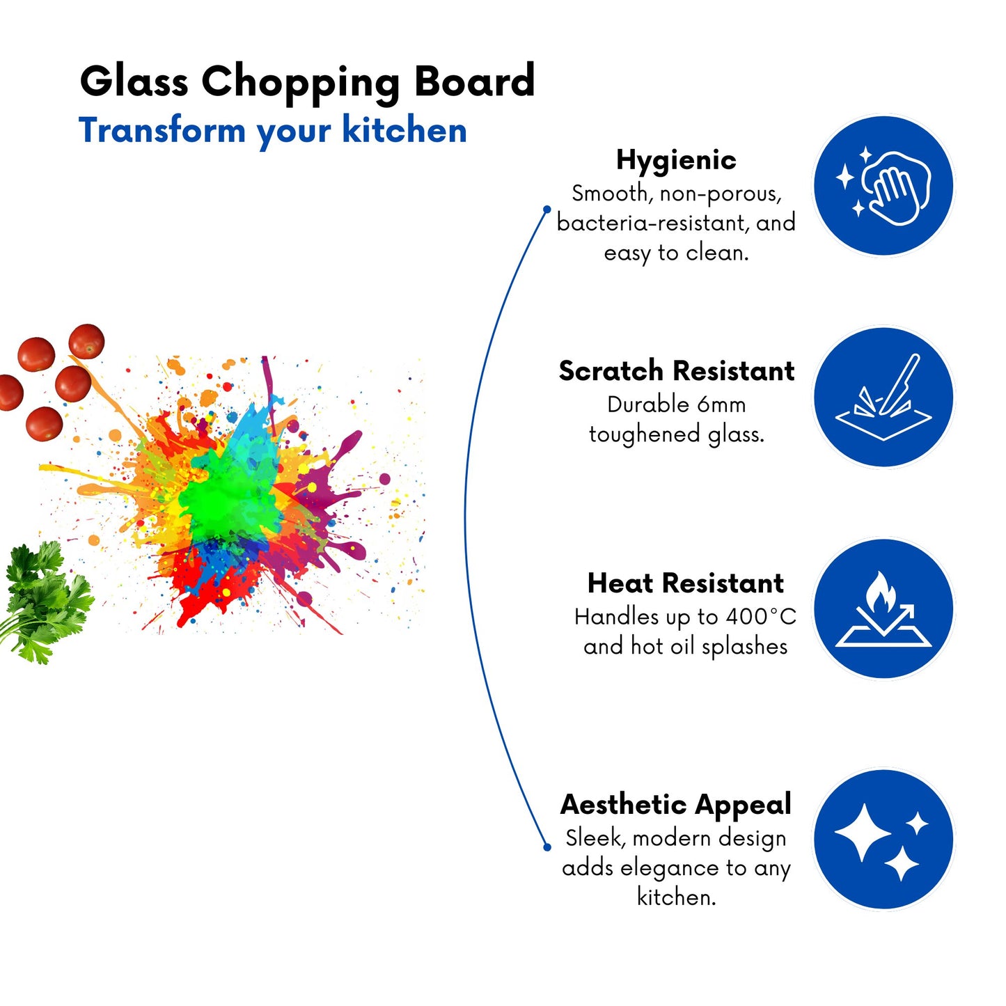 Paint Splash Glass Chopping Board