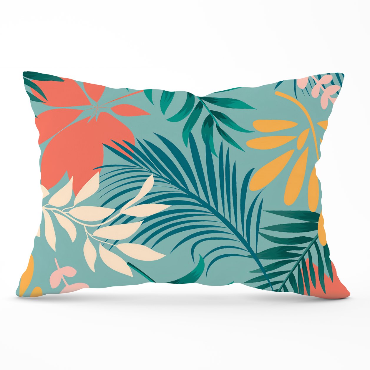 Abstract Bright Colorful Tropical Leaves Cushions