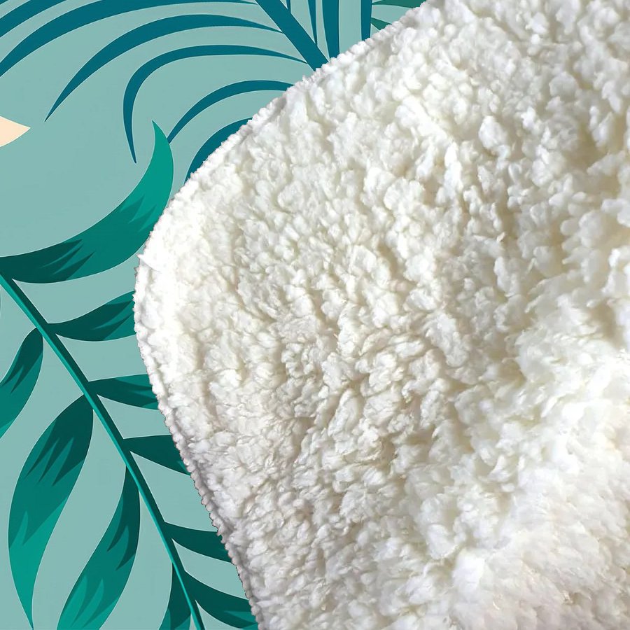 Abstract Bright Colorful Tropical Leaves Sherpa Blanket