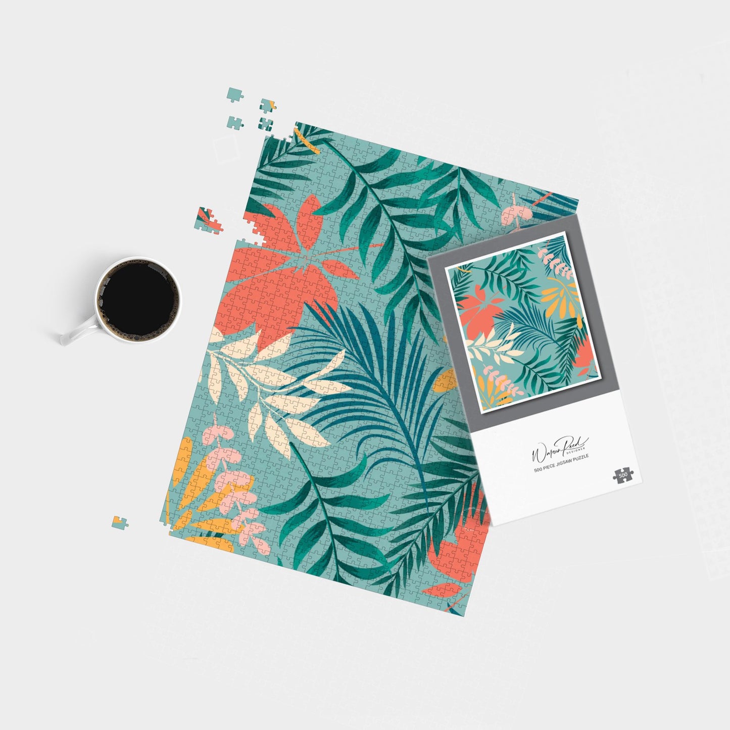 Abstract Bright Colorful Tropical Leaves Jigsaw Puzzle