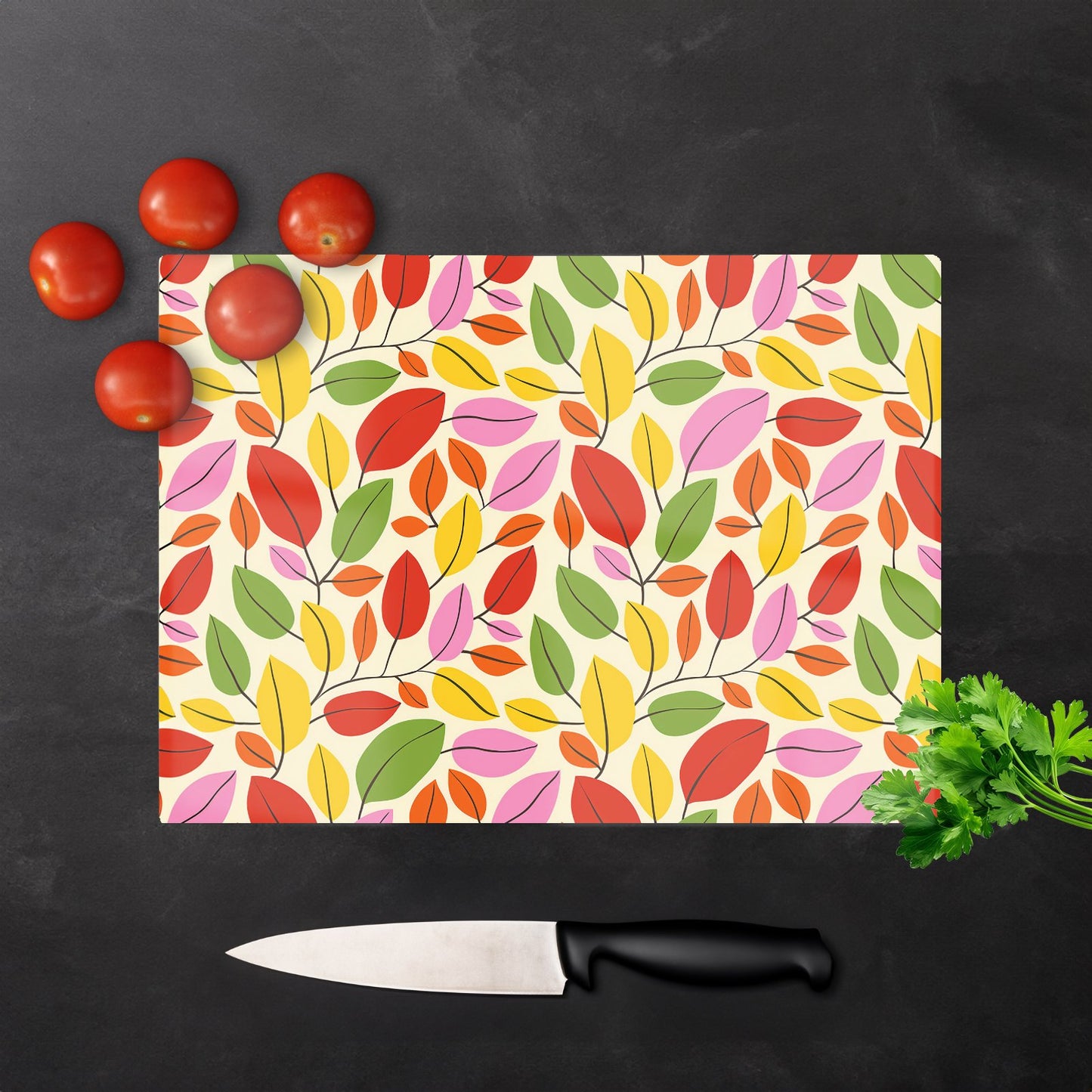 Autumn Leaves Glass Chopping Board