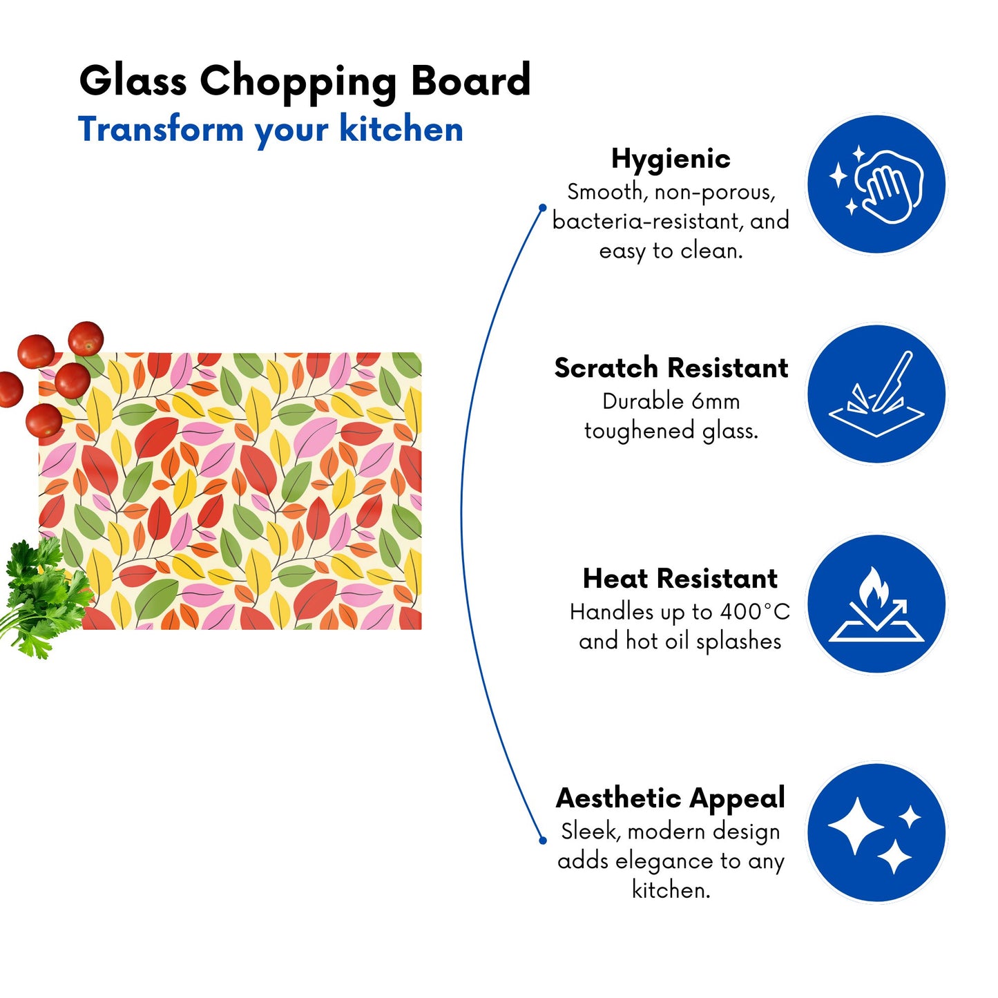 Autumn Leaves Glass Chopping Board
