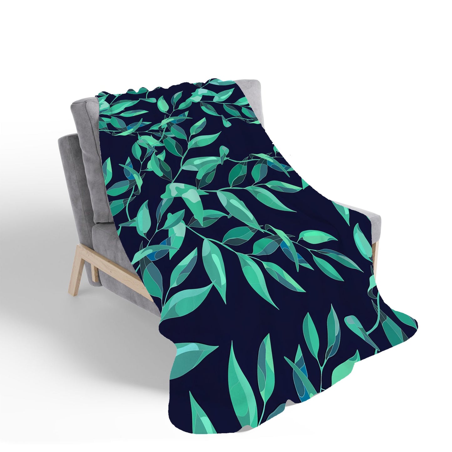 Delicate Green Foliage Sherpa Blanket