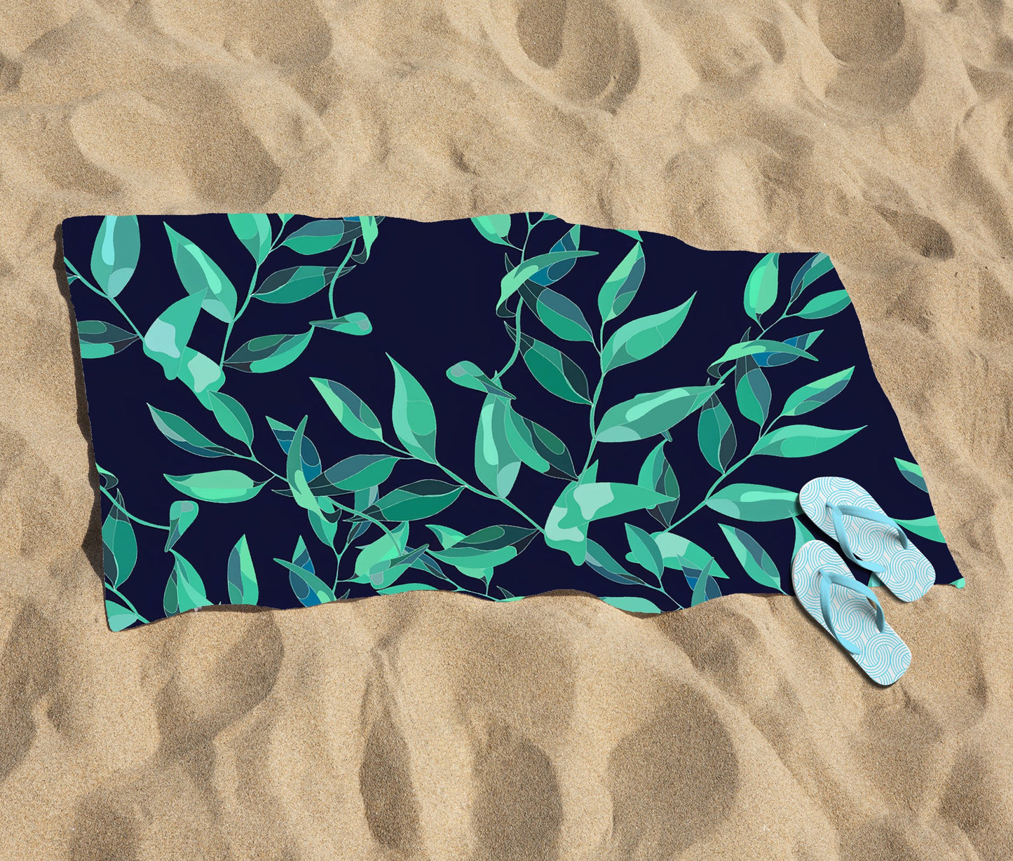 Delicate Green Foliage Beach Towel