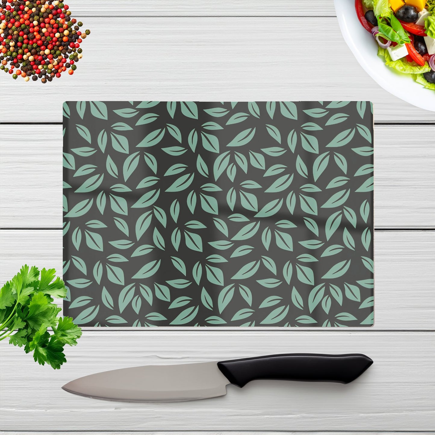 Delicate Leaf Glass Chopping Board