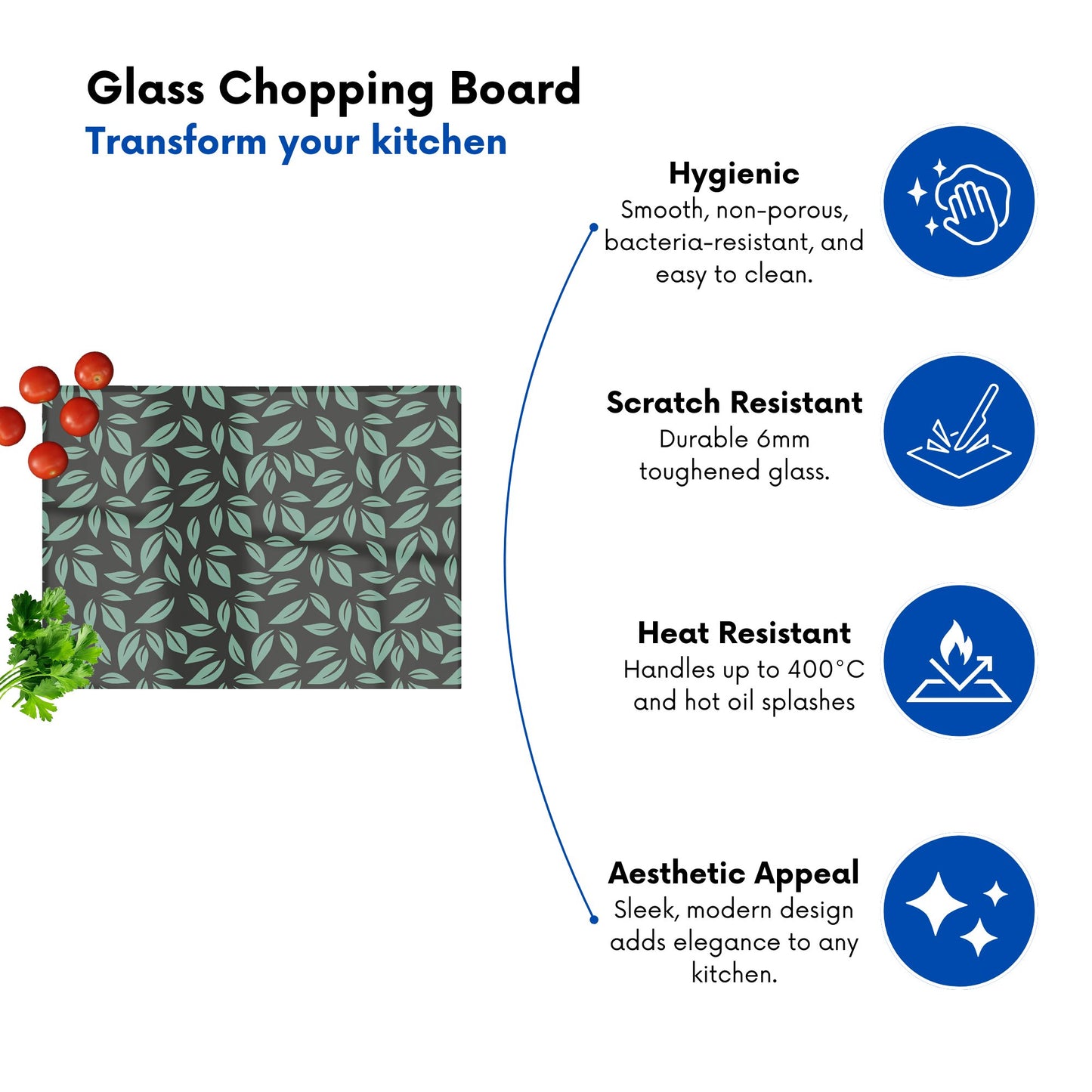 Delicate Leaf Glass Chopping Board