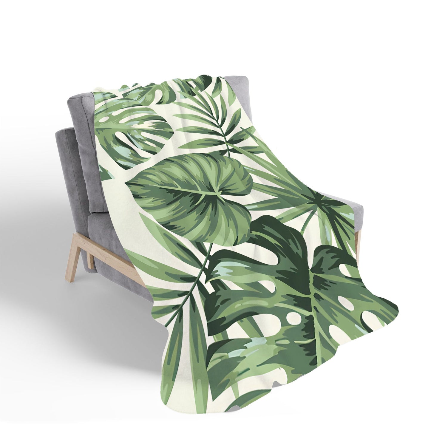 Exotic Palm Leaves Sherpa Blanket