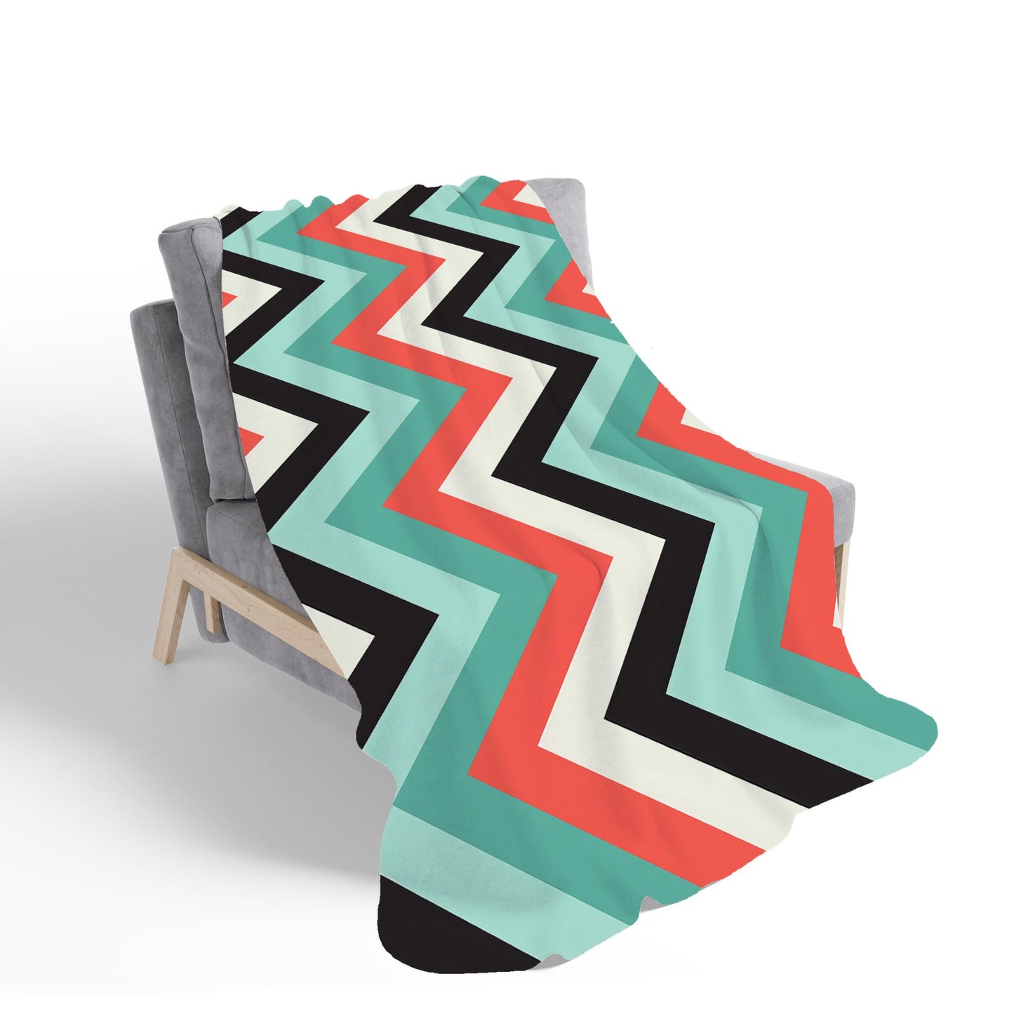 Geometric Colored Chevron Pattern Sherpa Blanket
