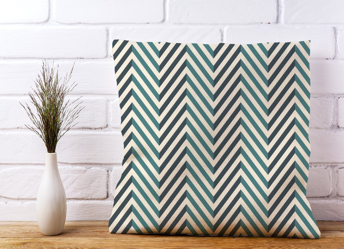 Geometric Herringbone Chevron Blues Cushions