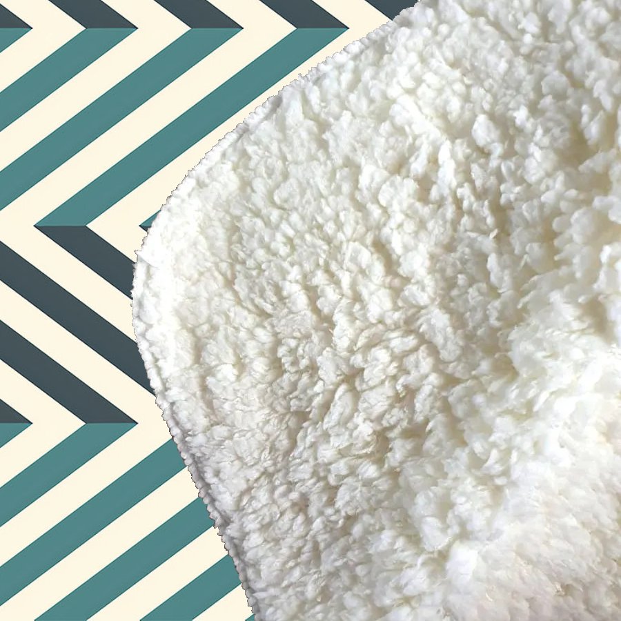 Geometric Herringbone Chevron Blues Sherpa Blanket