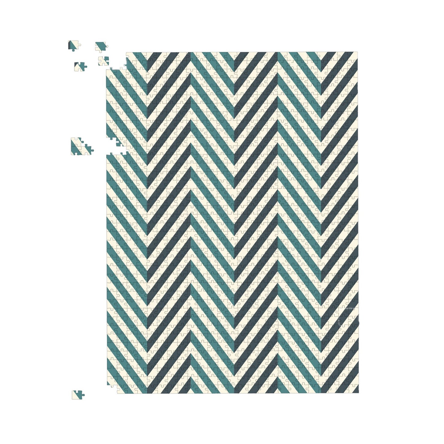 Geometric Herringbone Chevron Blues Jigsaw Puzzle