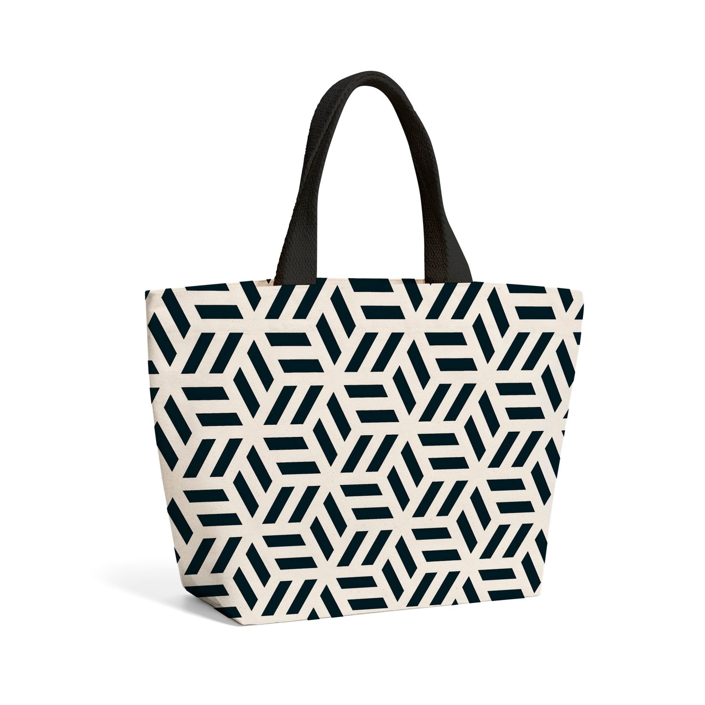 Monochrome Hexagonal Pattern Beach Shopper Tote Bag
