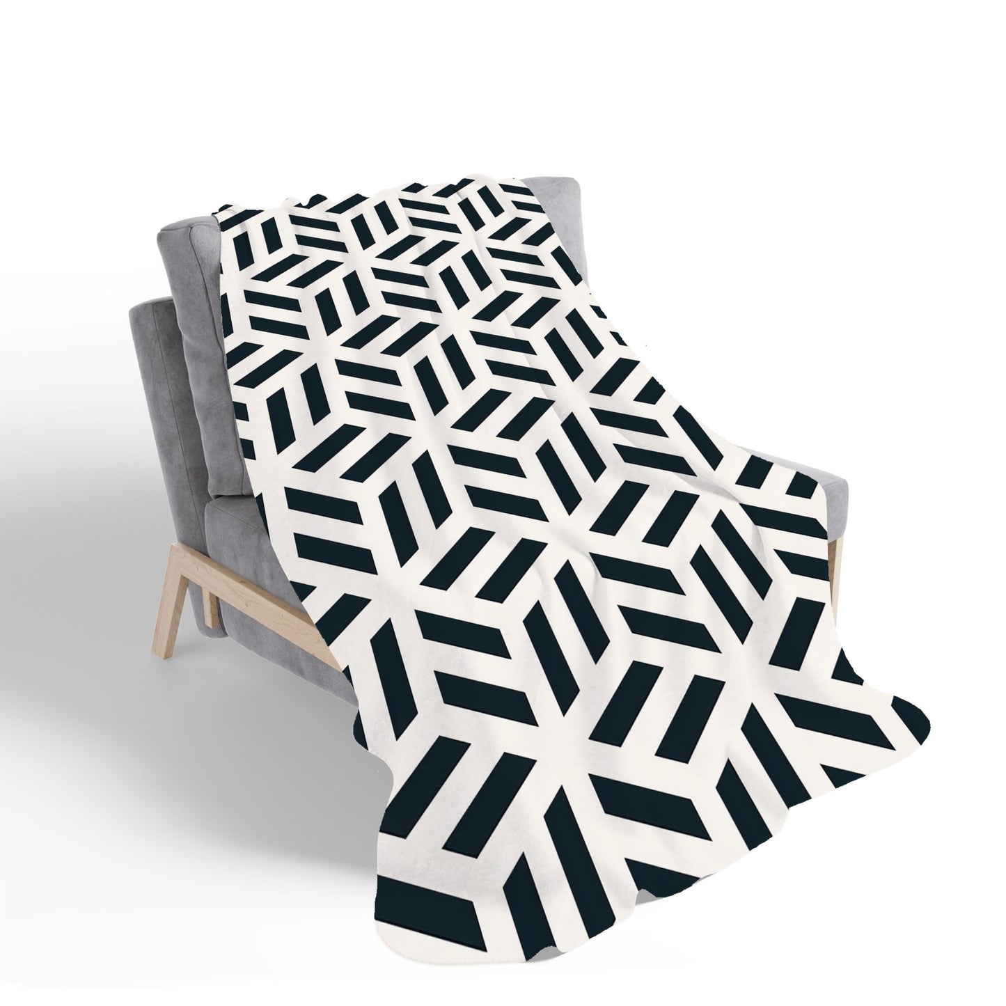 Geometric Monochrome Hexagonal Pattern Sherpa Blanket