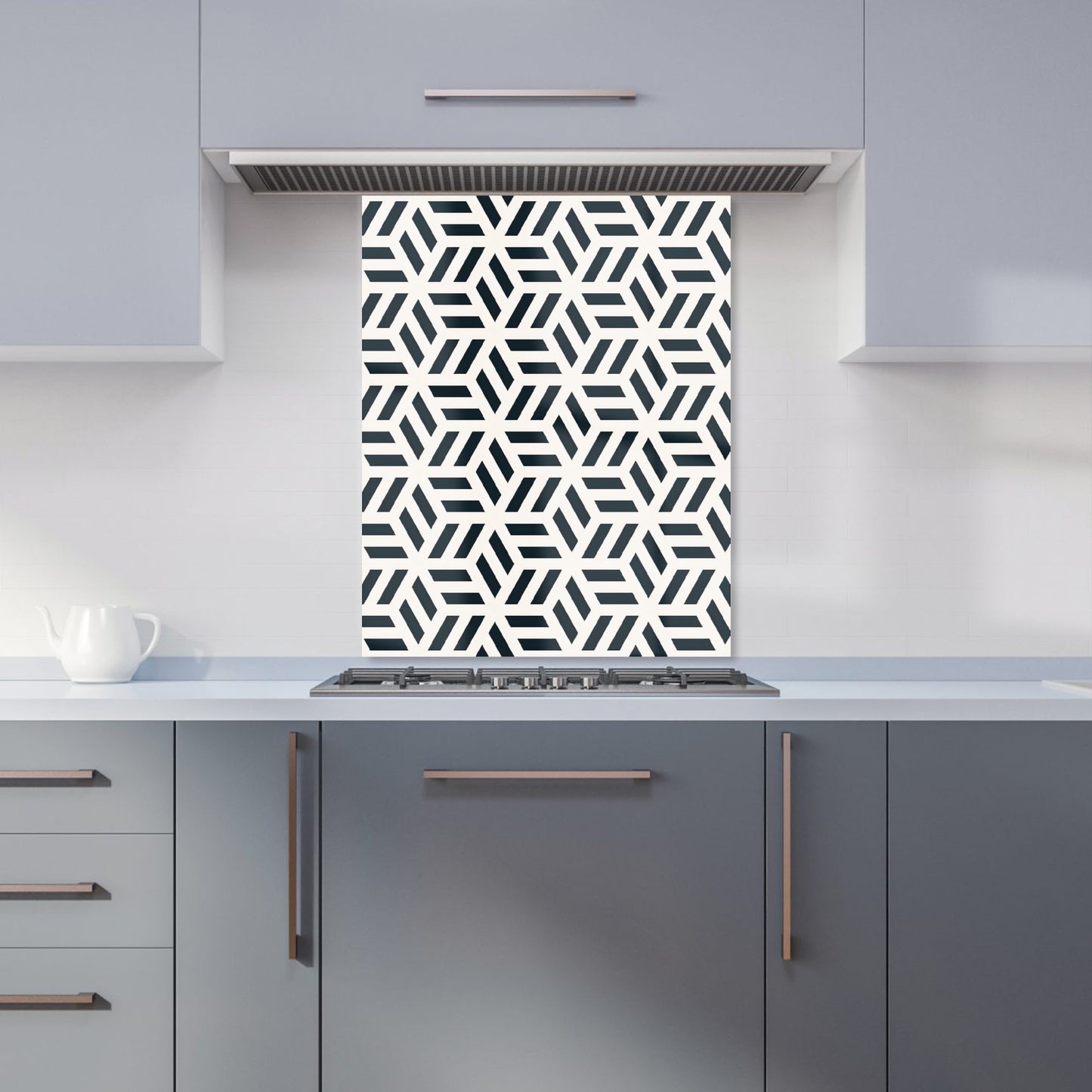 Geometric Monochrome Hexagonal Pattern Kitchen Splashback