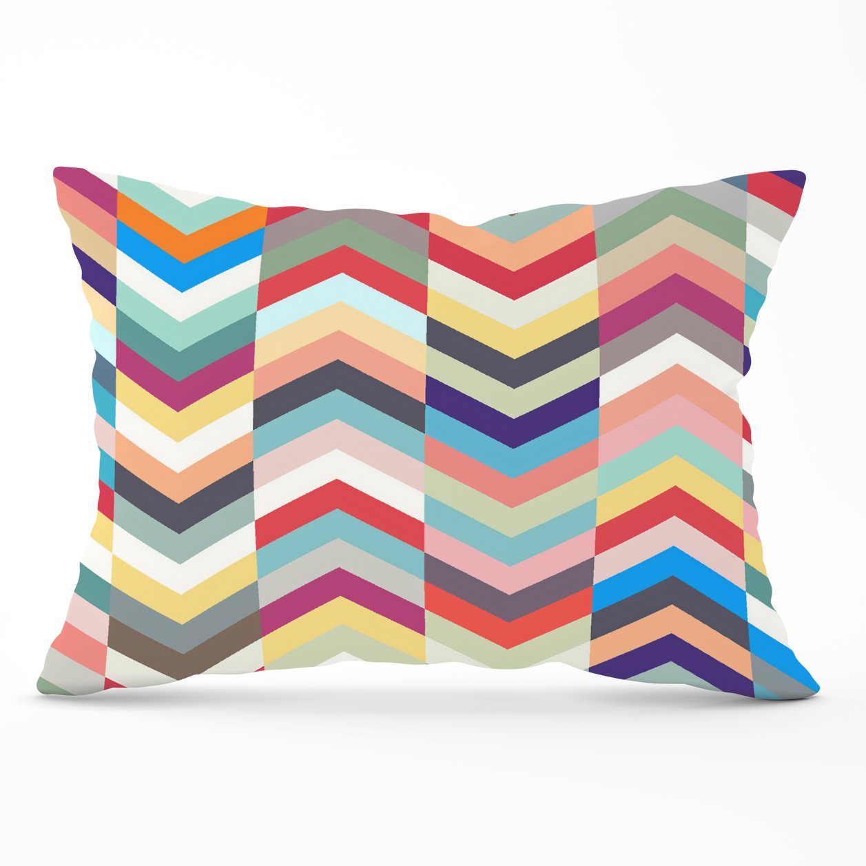 Geometric Multi Colored Chevron Pattern Cushions