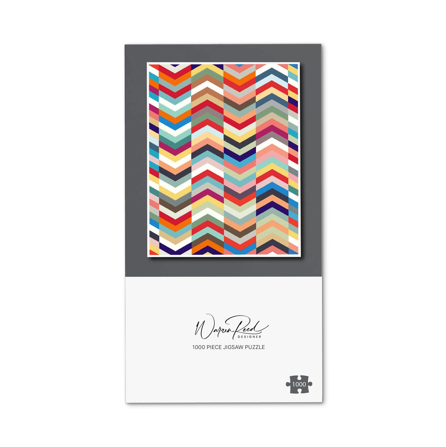 Geometric Multi Colored Chevron Pattern Jigsaw Puzzle