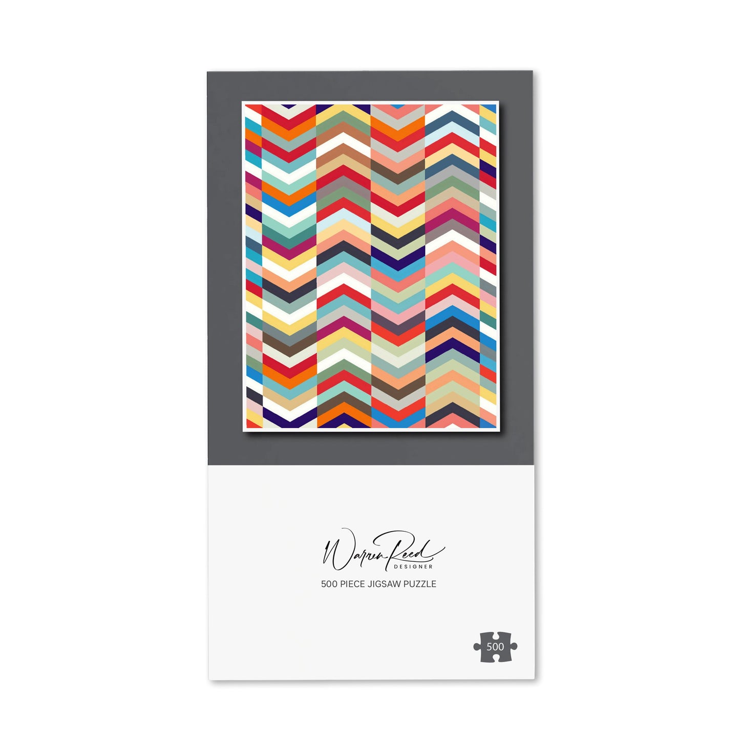 Geometric Multi Colored Chevron Pattern Jigsaw Puzzle