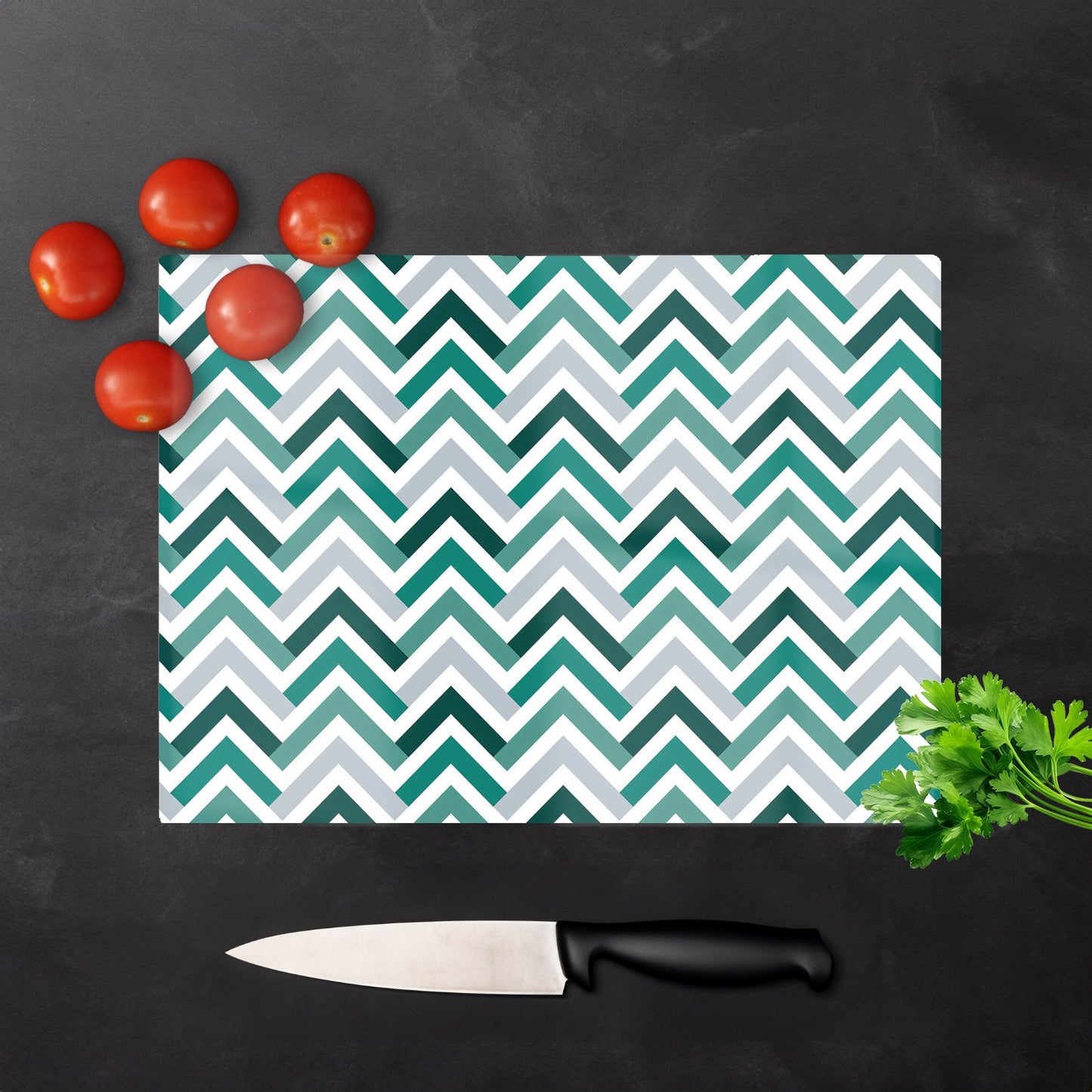 Geometric Retro Vintage Chevron Pattern Glass Chopping Board
