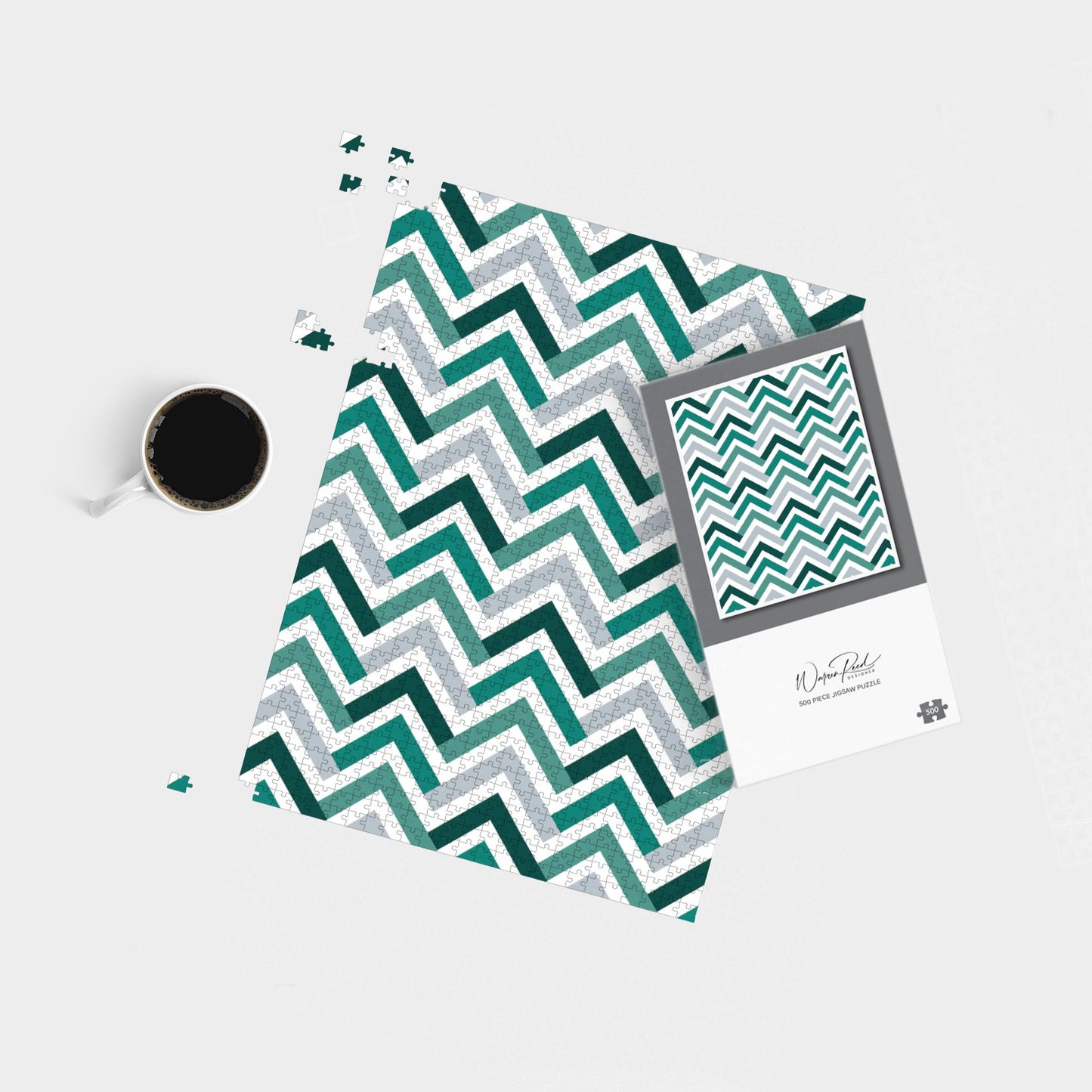 Geometric Retro Vintage Chevron Pattern Jigsaw Puzzle