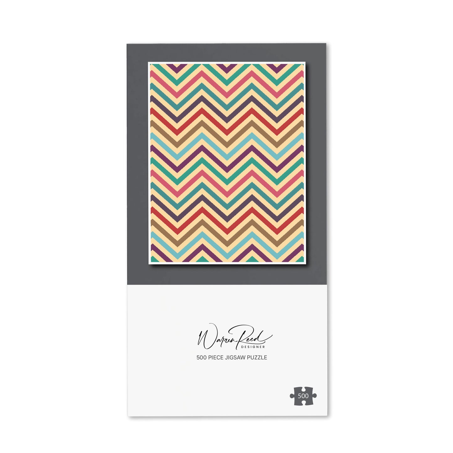 Geometric Vintage Colored Chevron Pattern Jigsaw Puzzle