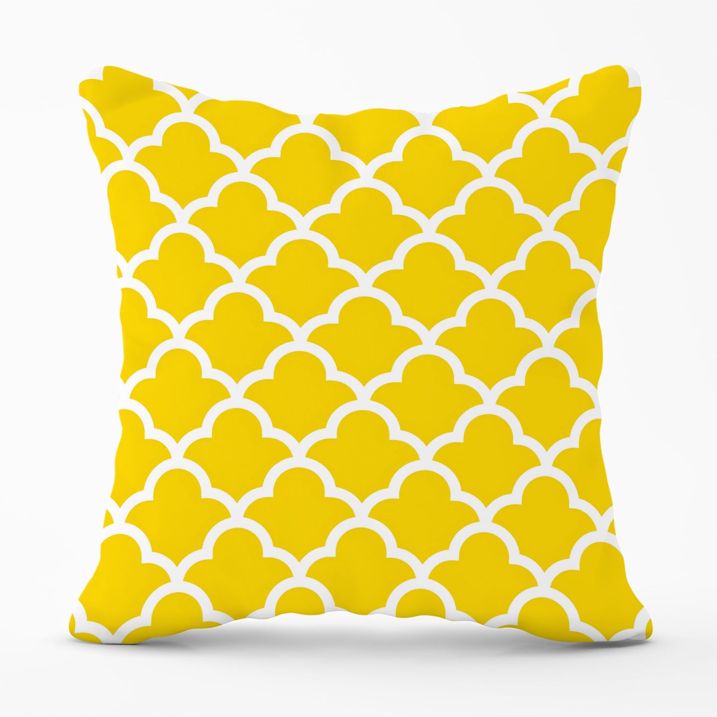 Geometric Yellow Quatrefoil Wave Cushions