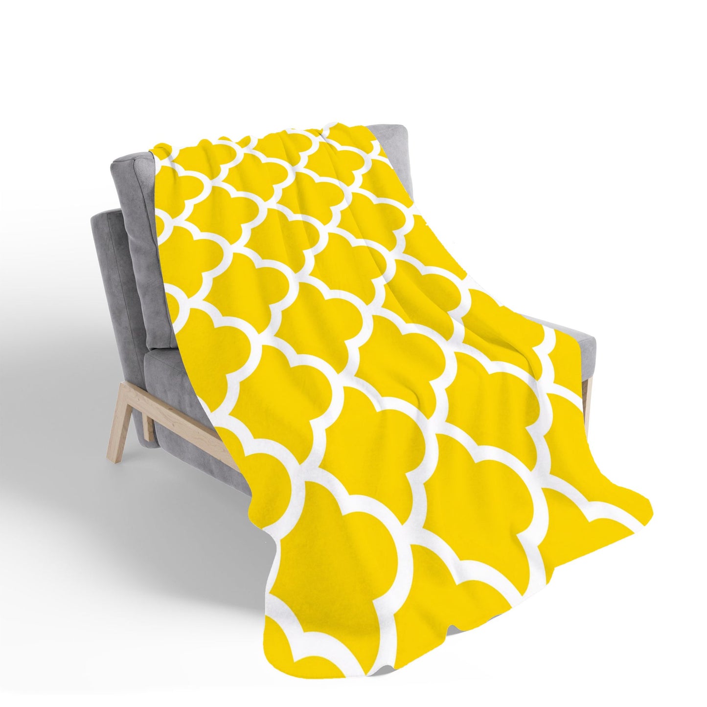 Geometric Yellow Quatrefoil Wave Sherpa Blanket