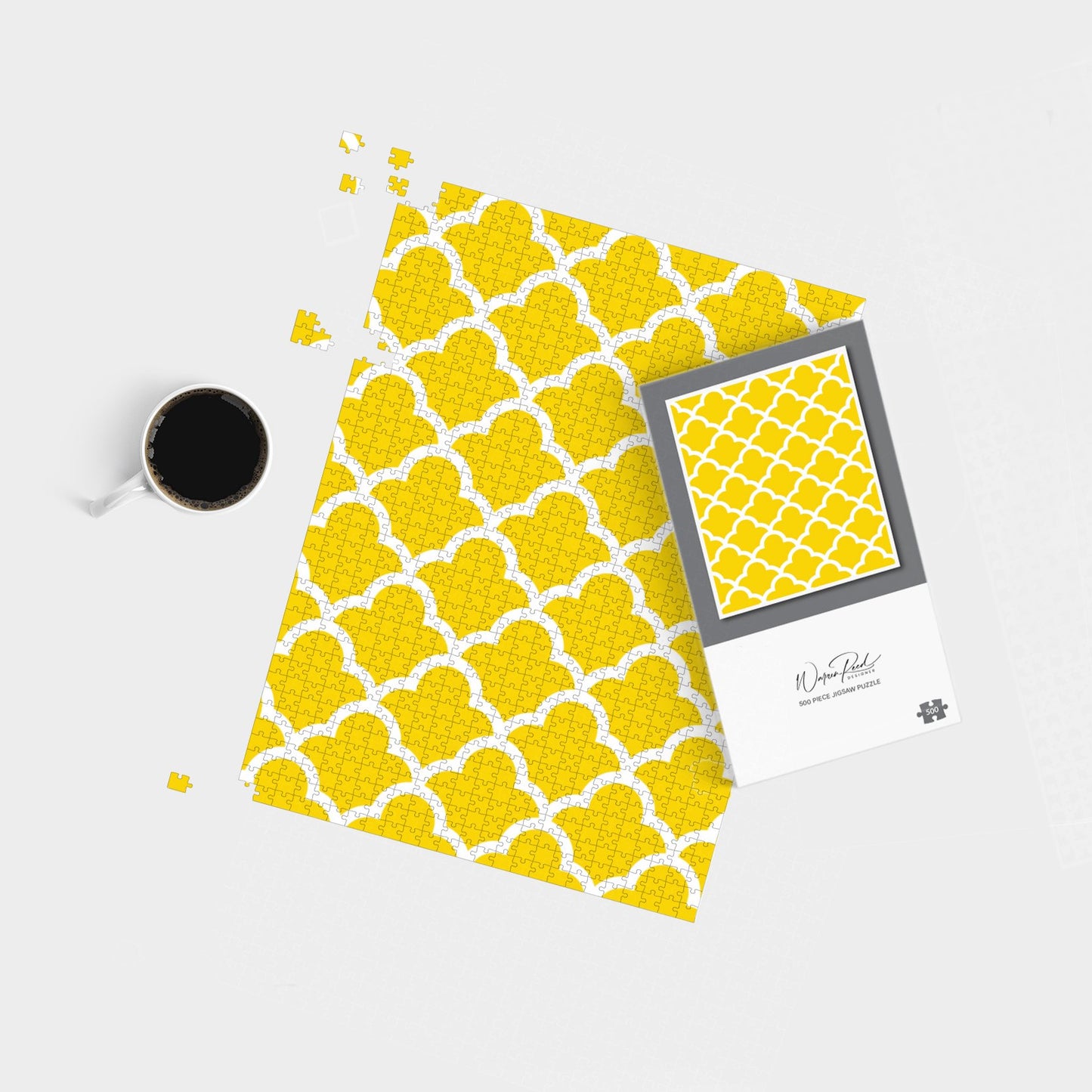 Geometric Yellow Quatrefoil Wave Jigsaw Puzzle