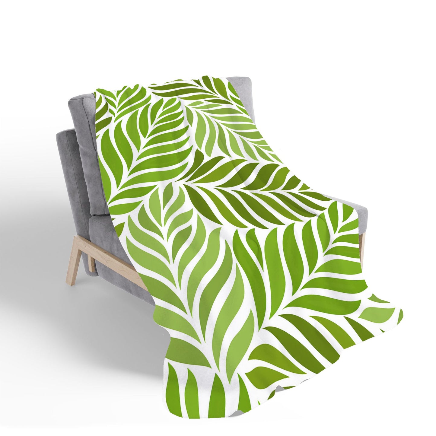 Green Leaf Pattern Sherpa Blanket