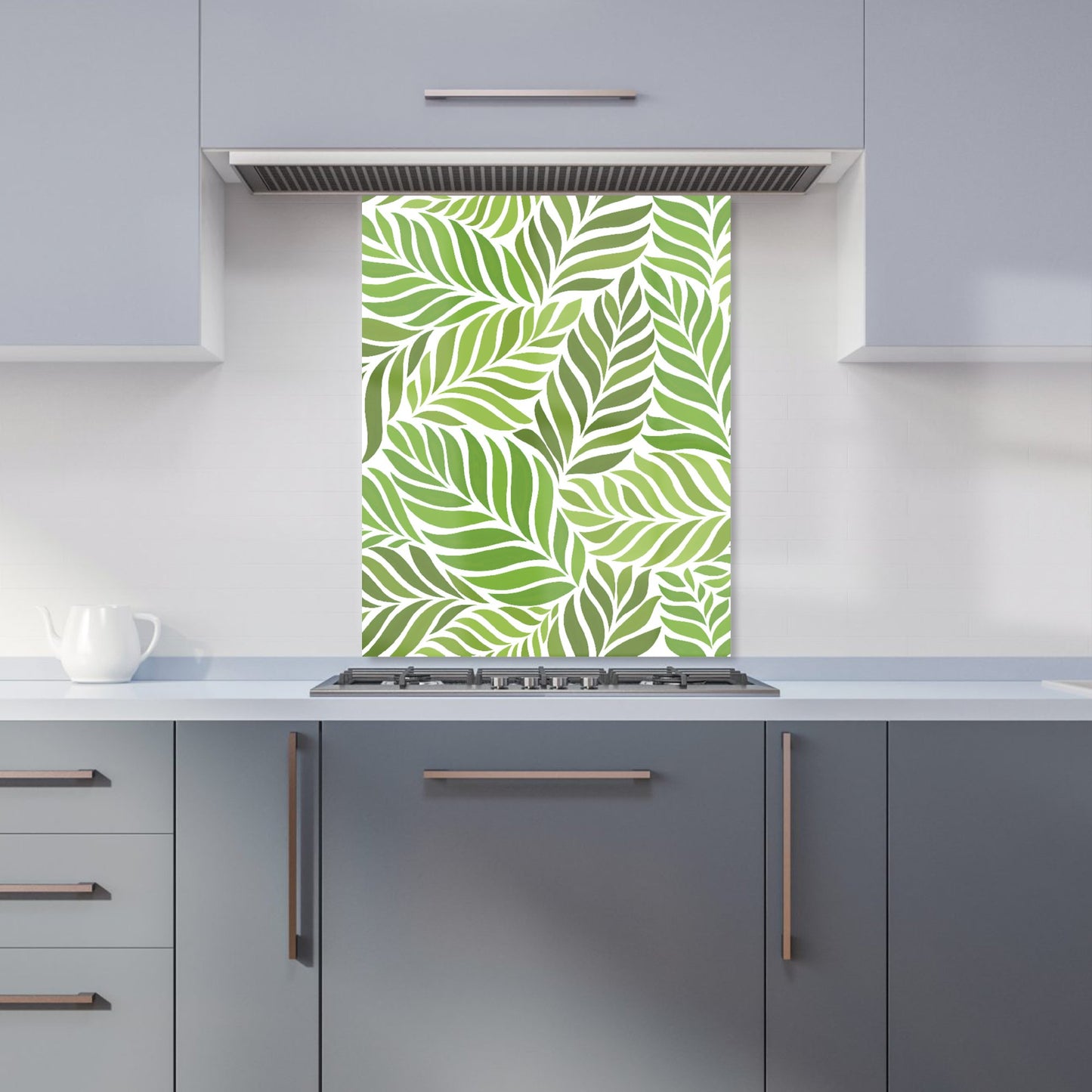 Green Leaf Pattern Kitchen Splashback