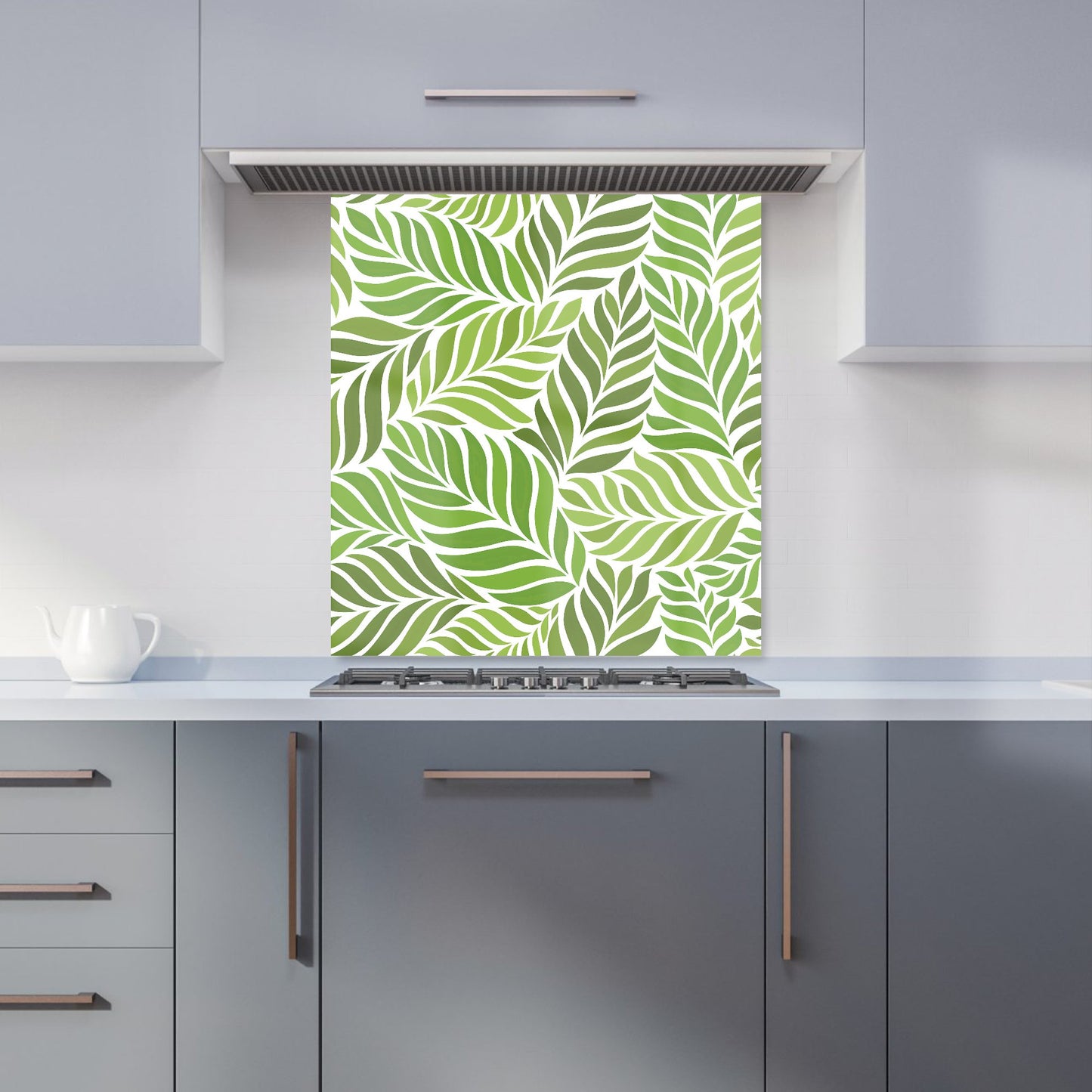 Green Leaf Pattern Kitchen Splashback