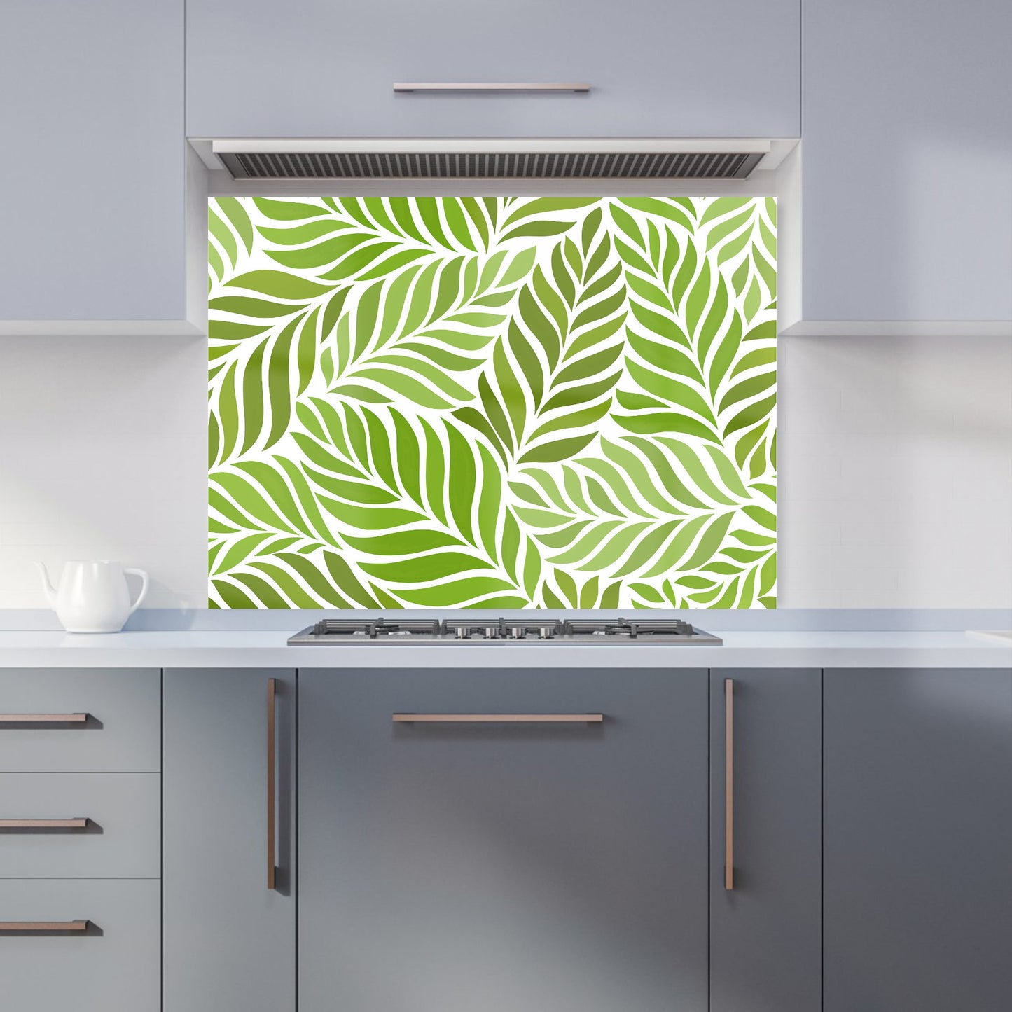 Green Leaf Pattern Kitchen Splashback