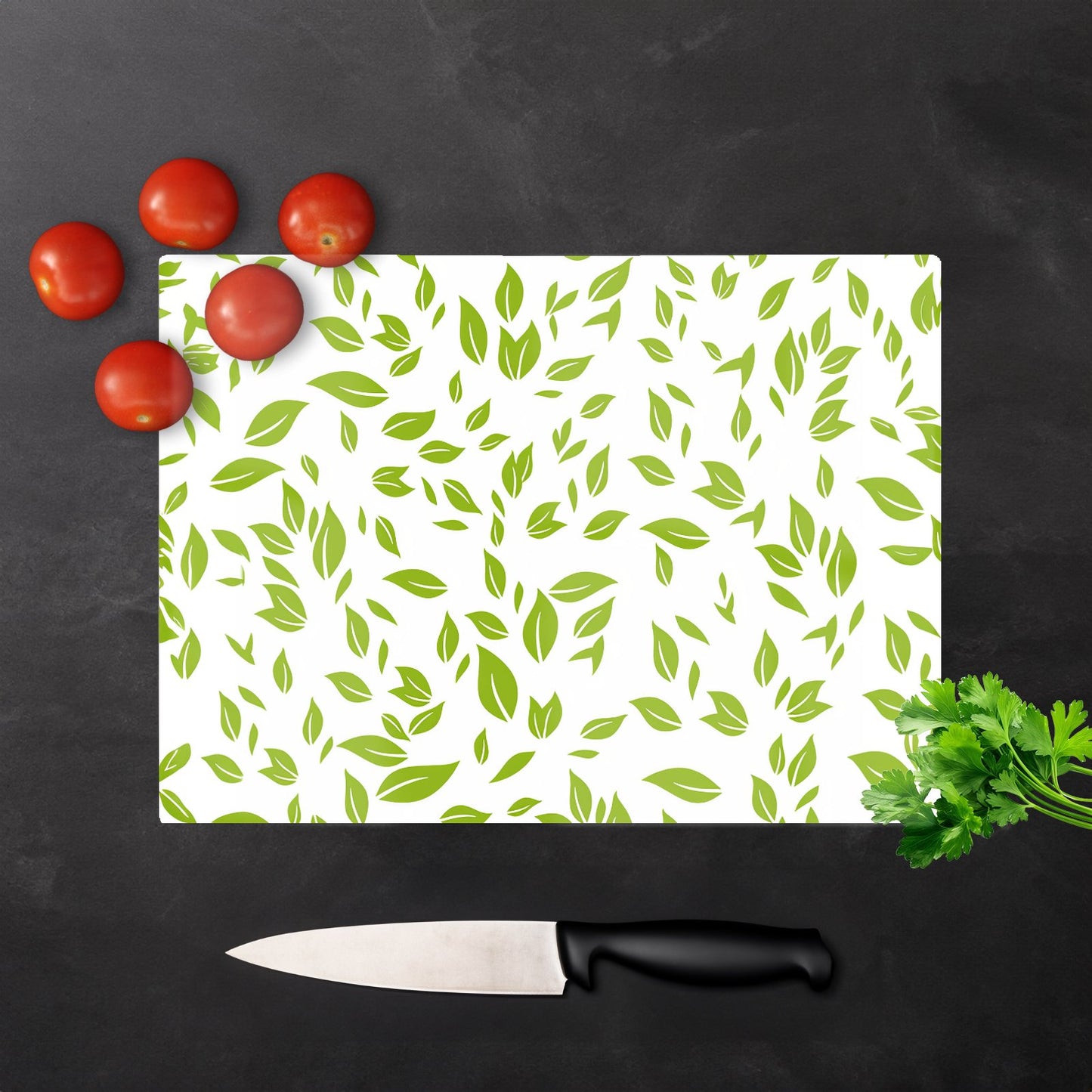 Green Leaves Glass Chopping Board