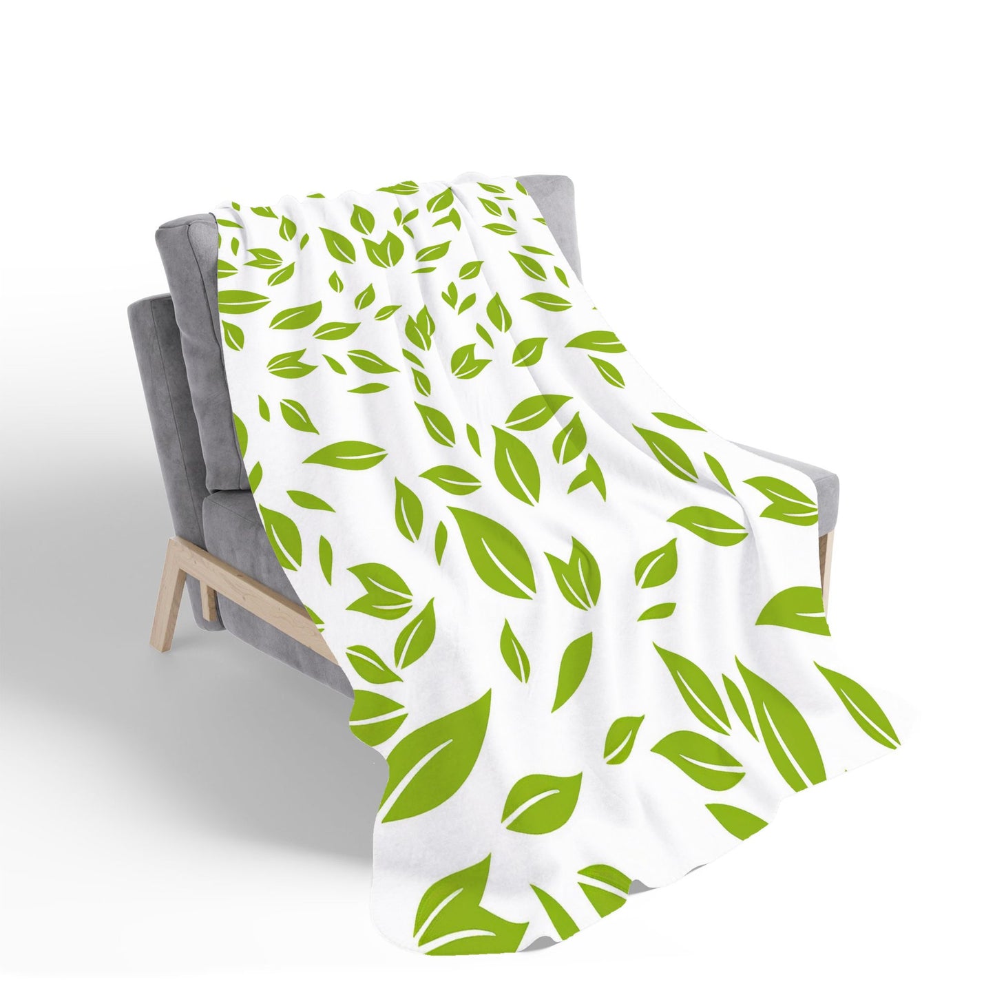 Green Leaves Sherpa Blanket