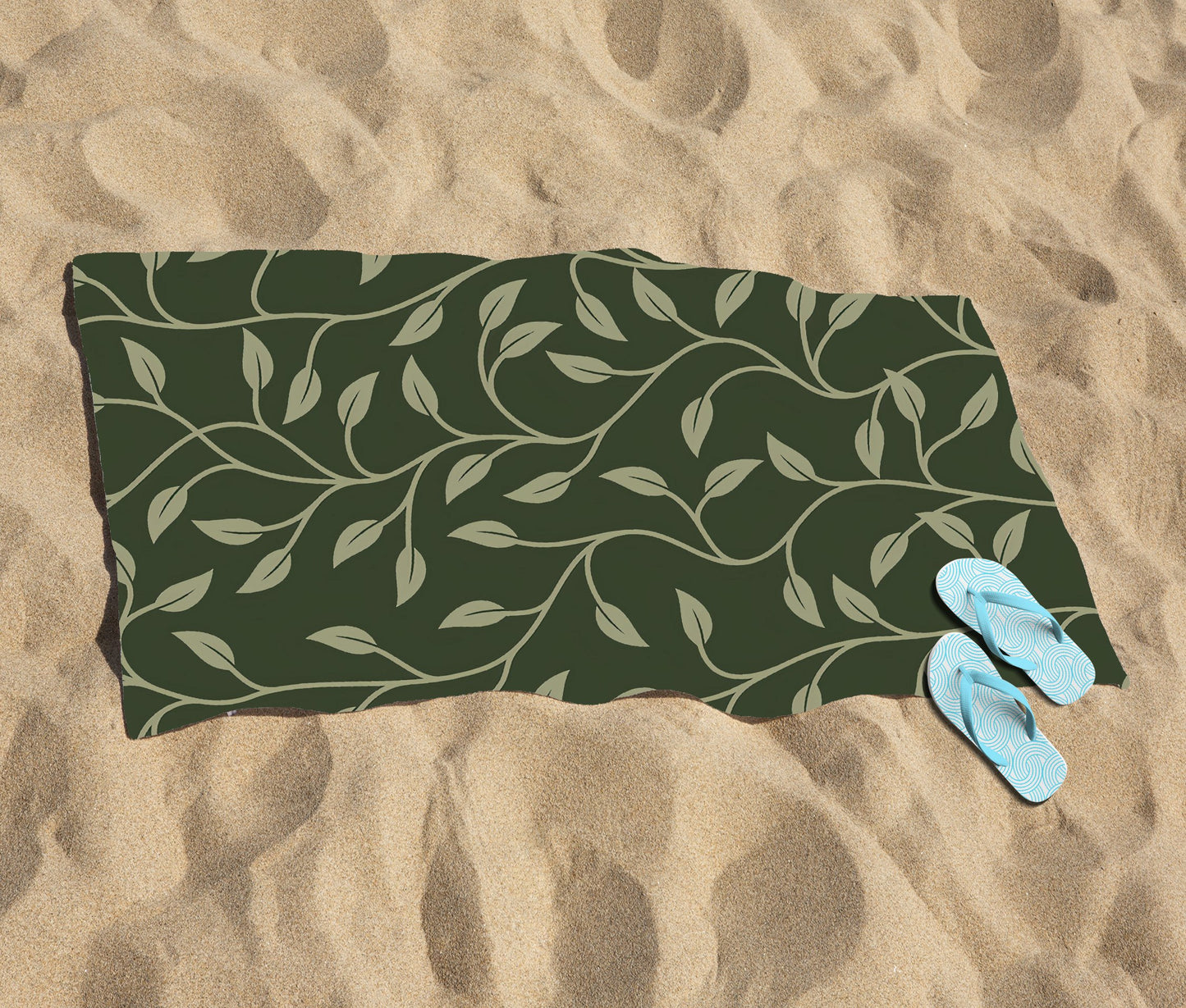 Green Shrub With Leaves Beach Towel