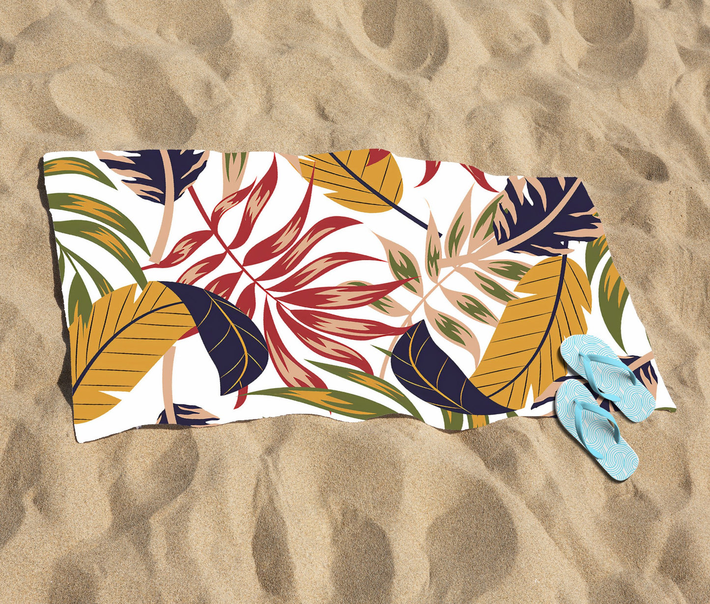 Hawaiian Style Jungle Leaves Beach Towel