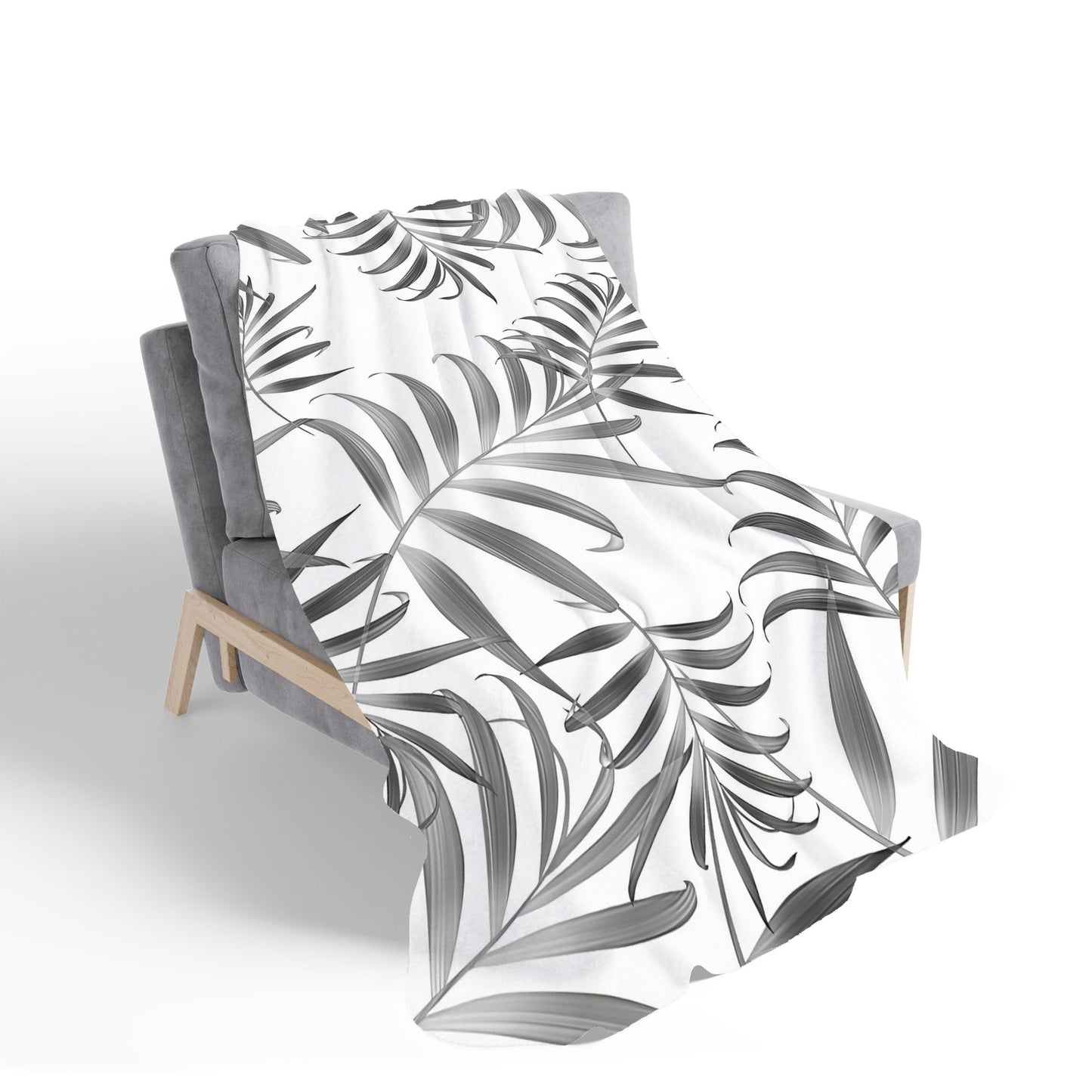 Hawaiian Style Palm Leaves Sherpa Blanket