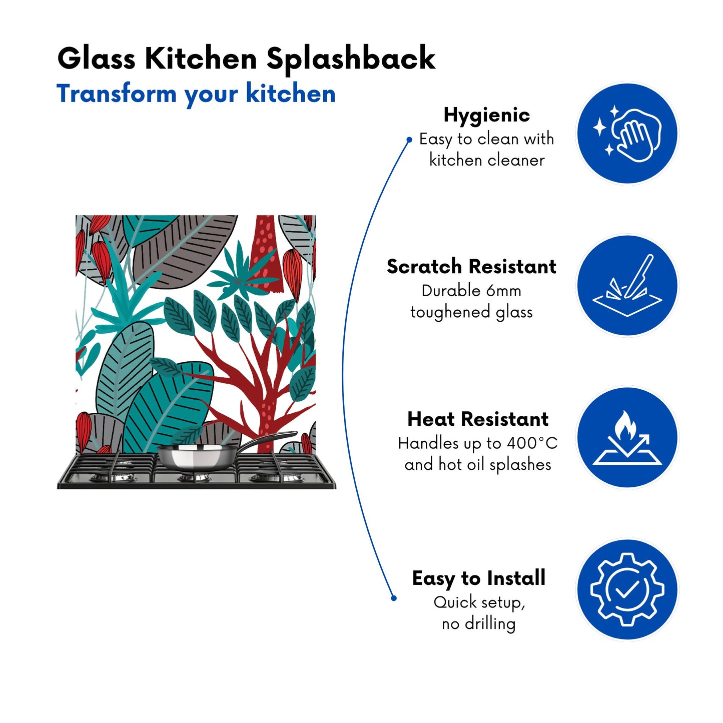 Jungle Exotic Summer Tropical Leaves Kitchen Splashback