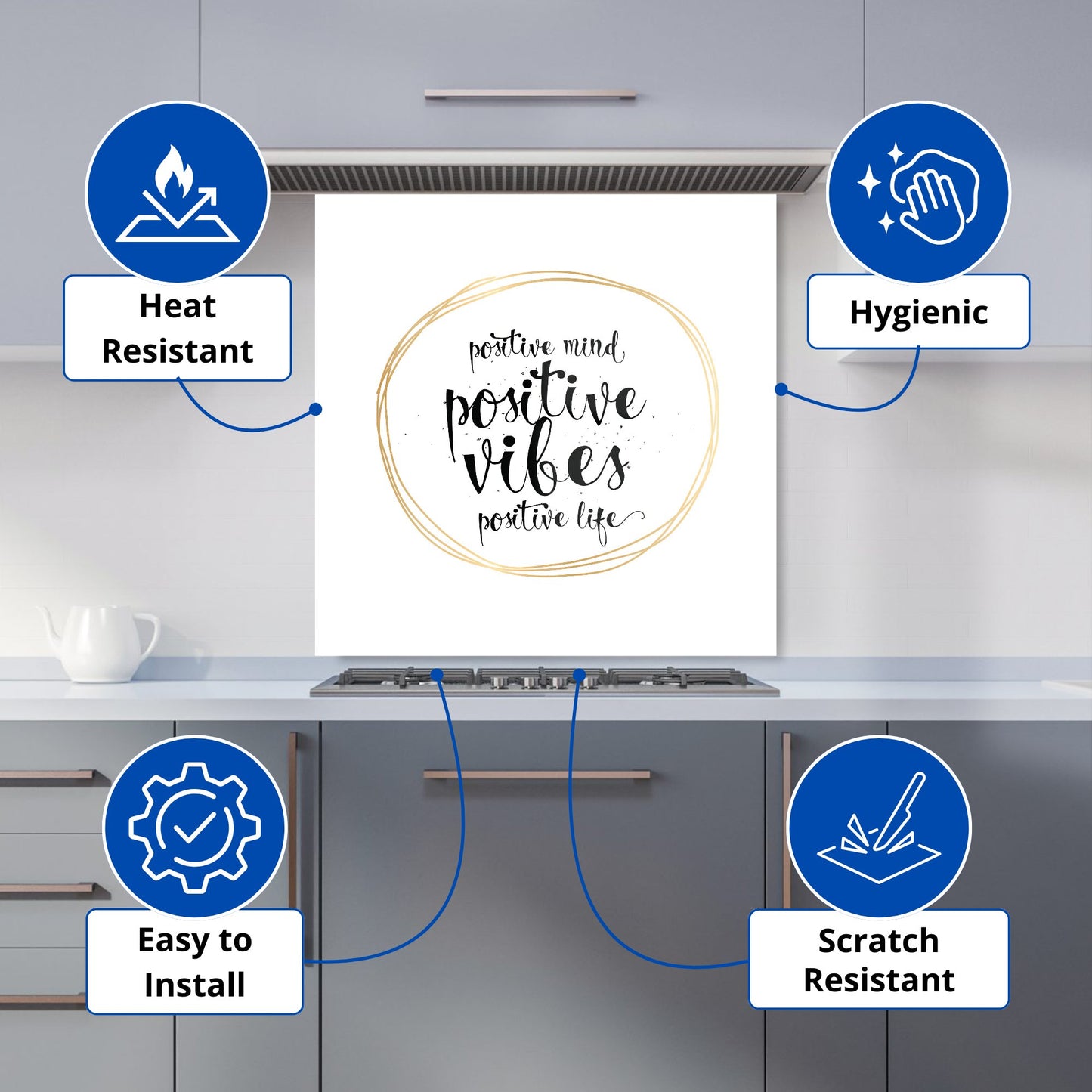 Positive Mind, Vibes, Life Kitchen Splashback