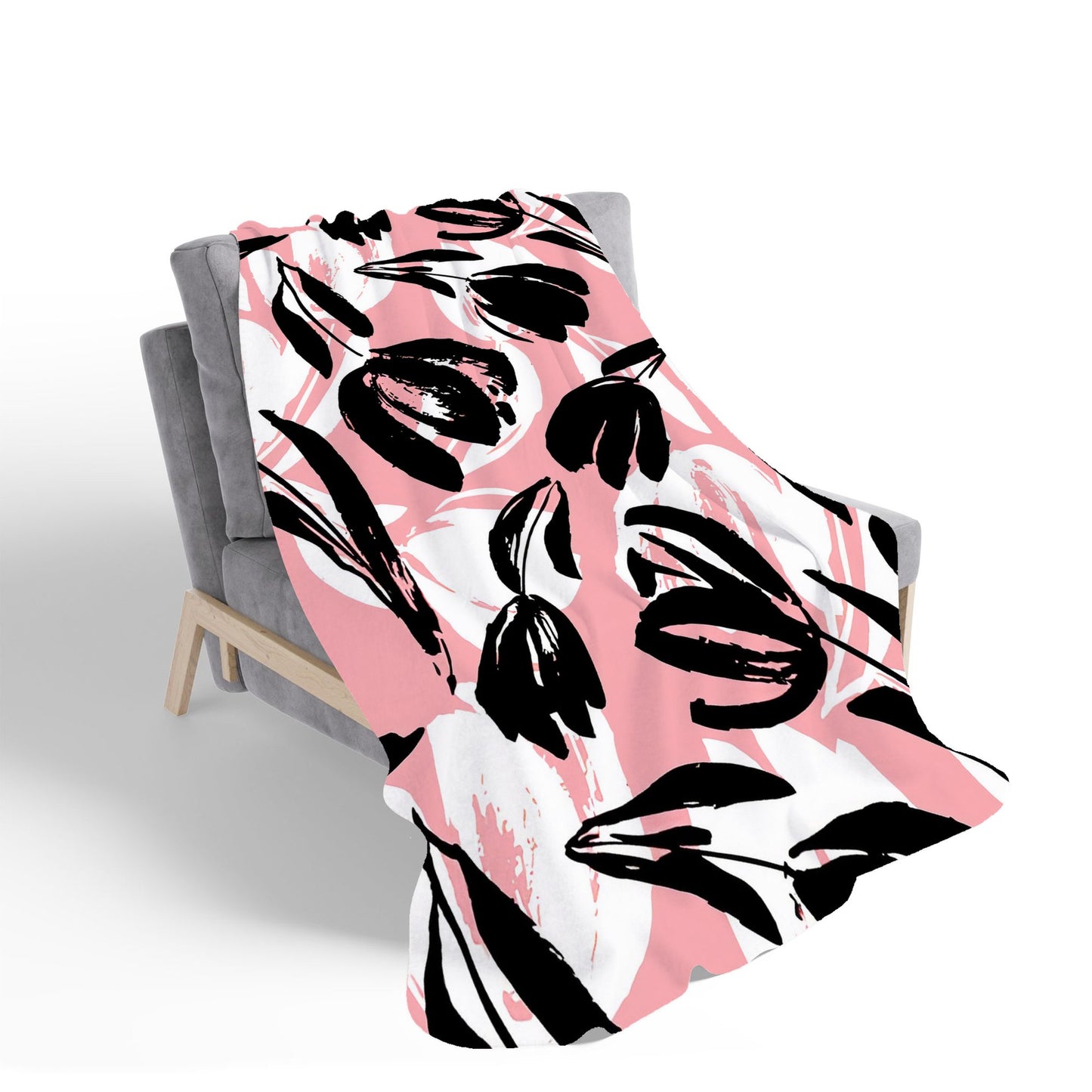 Nature Flat Spring Flower Motif Sherpa Blanket