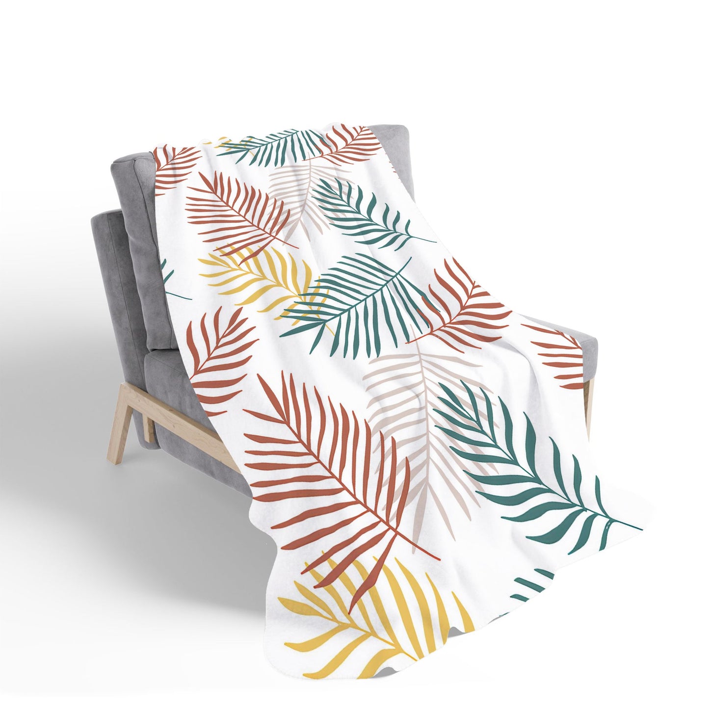 Palm Branches In Natural Colors Sherpa Blanket