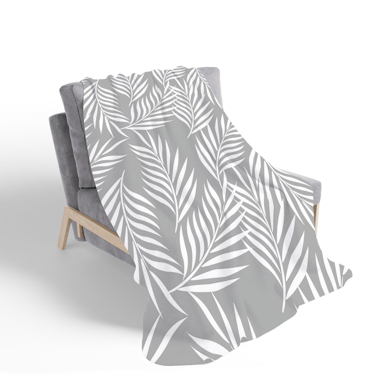 Palm Tree Leaves Sherpa Blanket