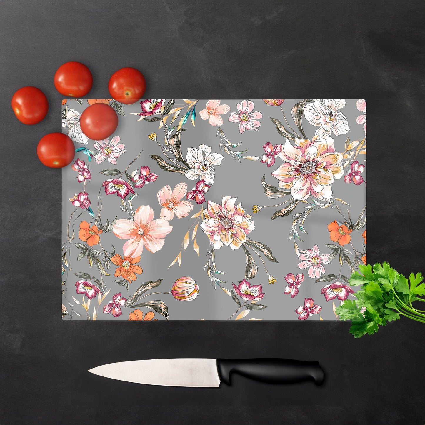 Peony Lily Tulip Daisy Glass Chopping Board