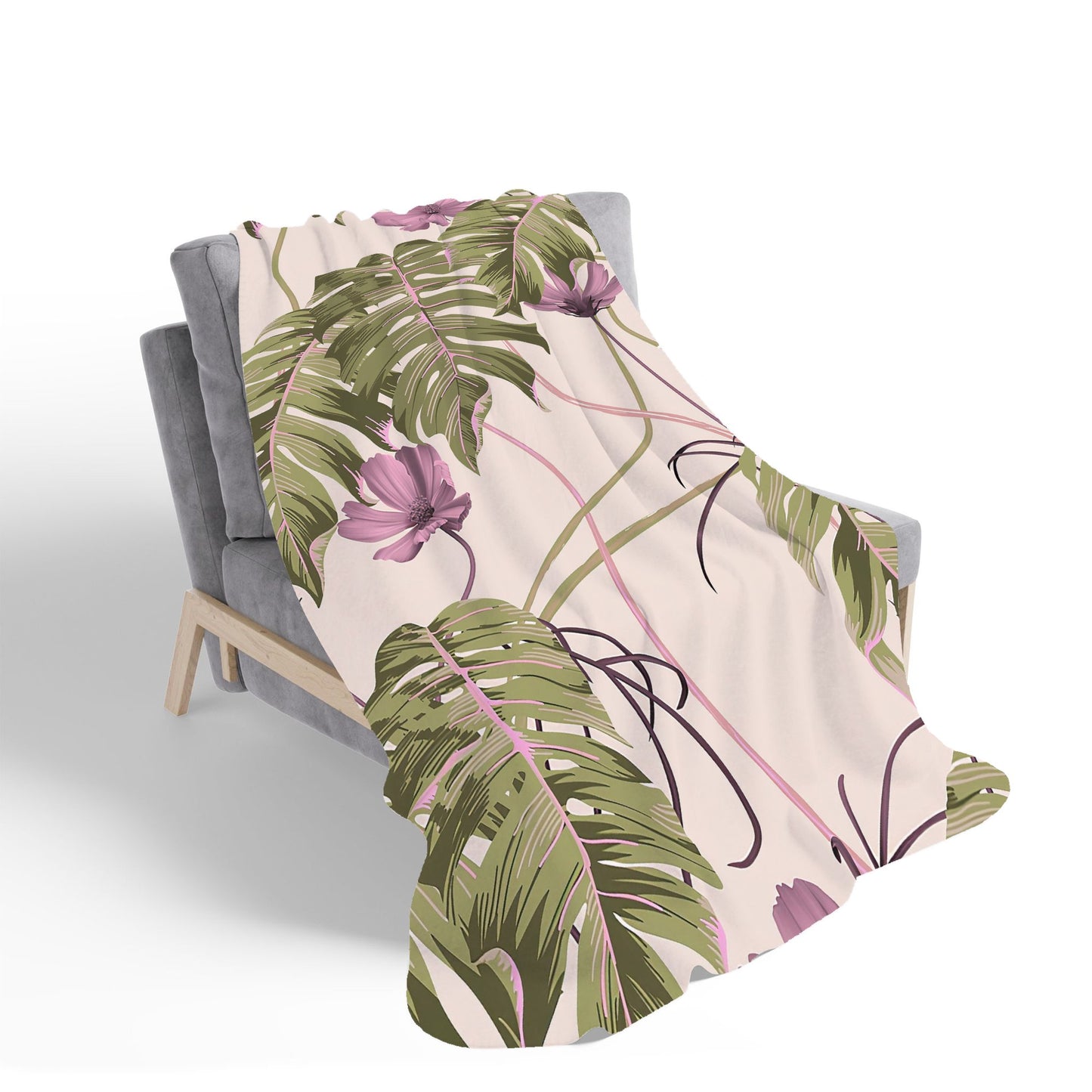 Pink Cosmos Flowers Sherpa Blanket