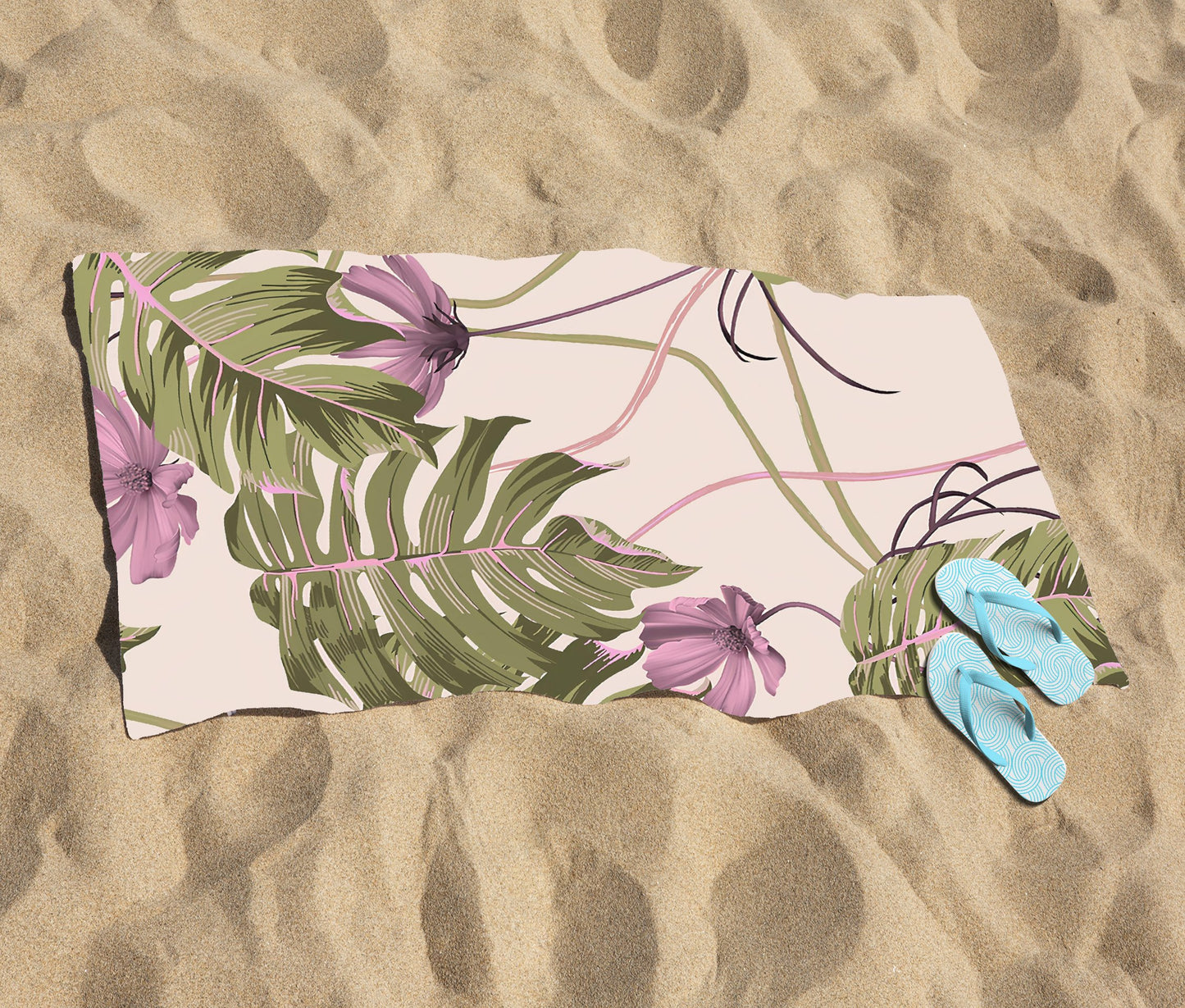 Pink Cosmos Flowers Beach Towel