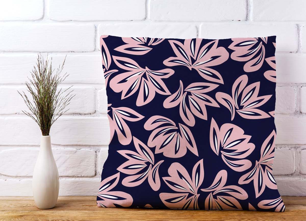 Pink Navy Floral Botanical Pattern Cushions