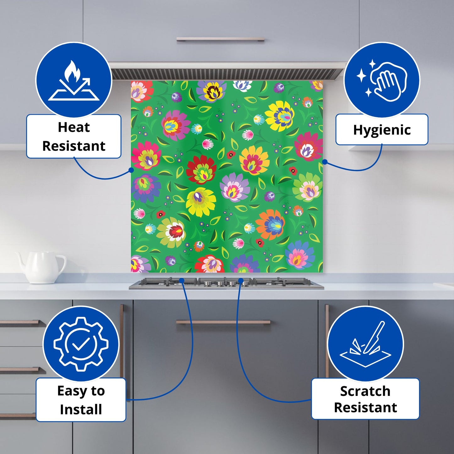 Polish Folk Floral Kitchen Splashback